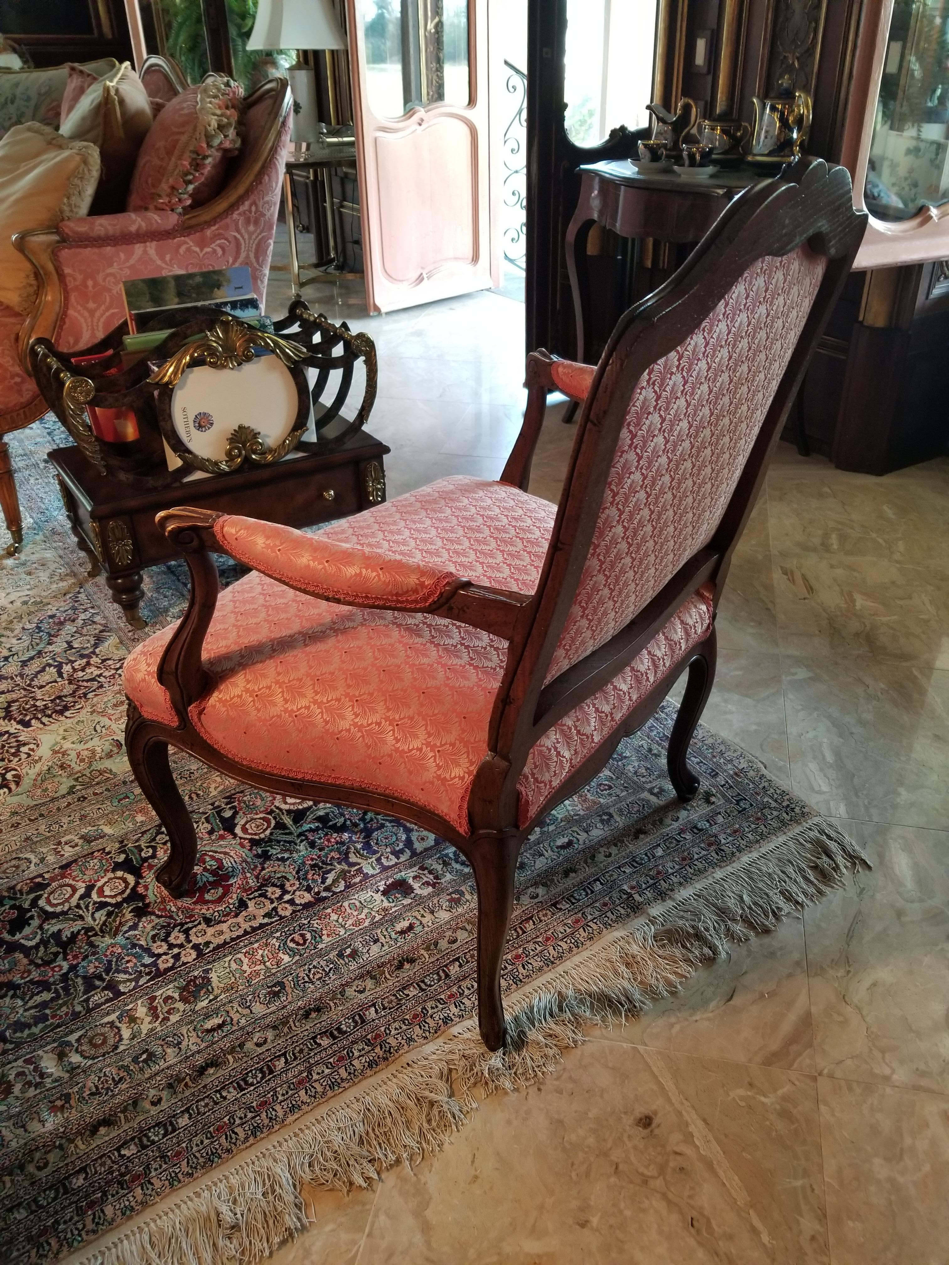 Pair of Louis XVI Oak and Upholstered Armchairs or Bergère, 20th Century In Good Condition For Sale In Savannah, GA