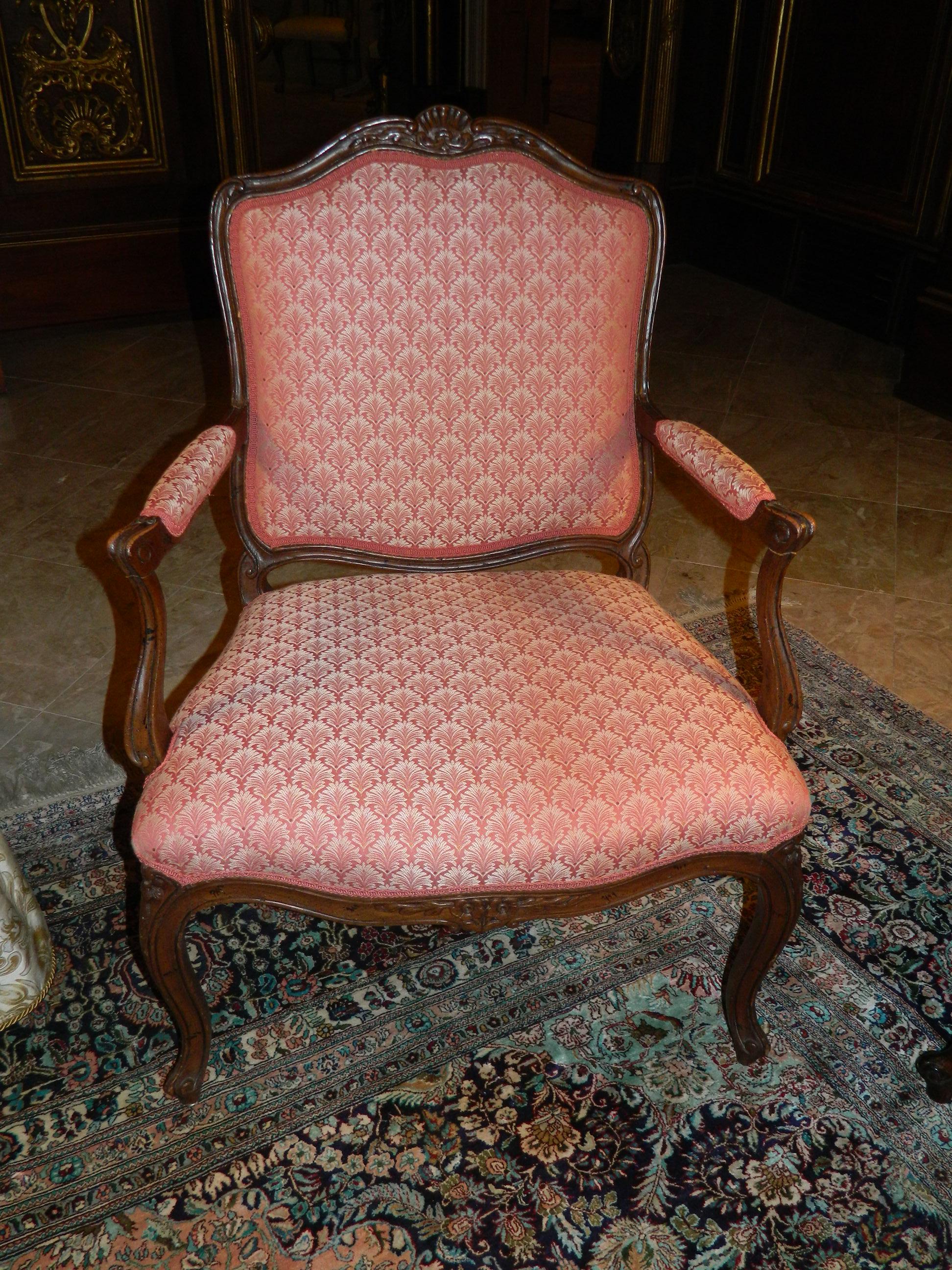 Pair of Louis XVI Oak and Upholstered Armchairs or Bergère, 20th Century For Sale 1