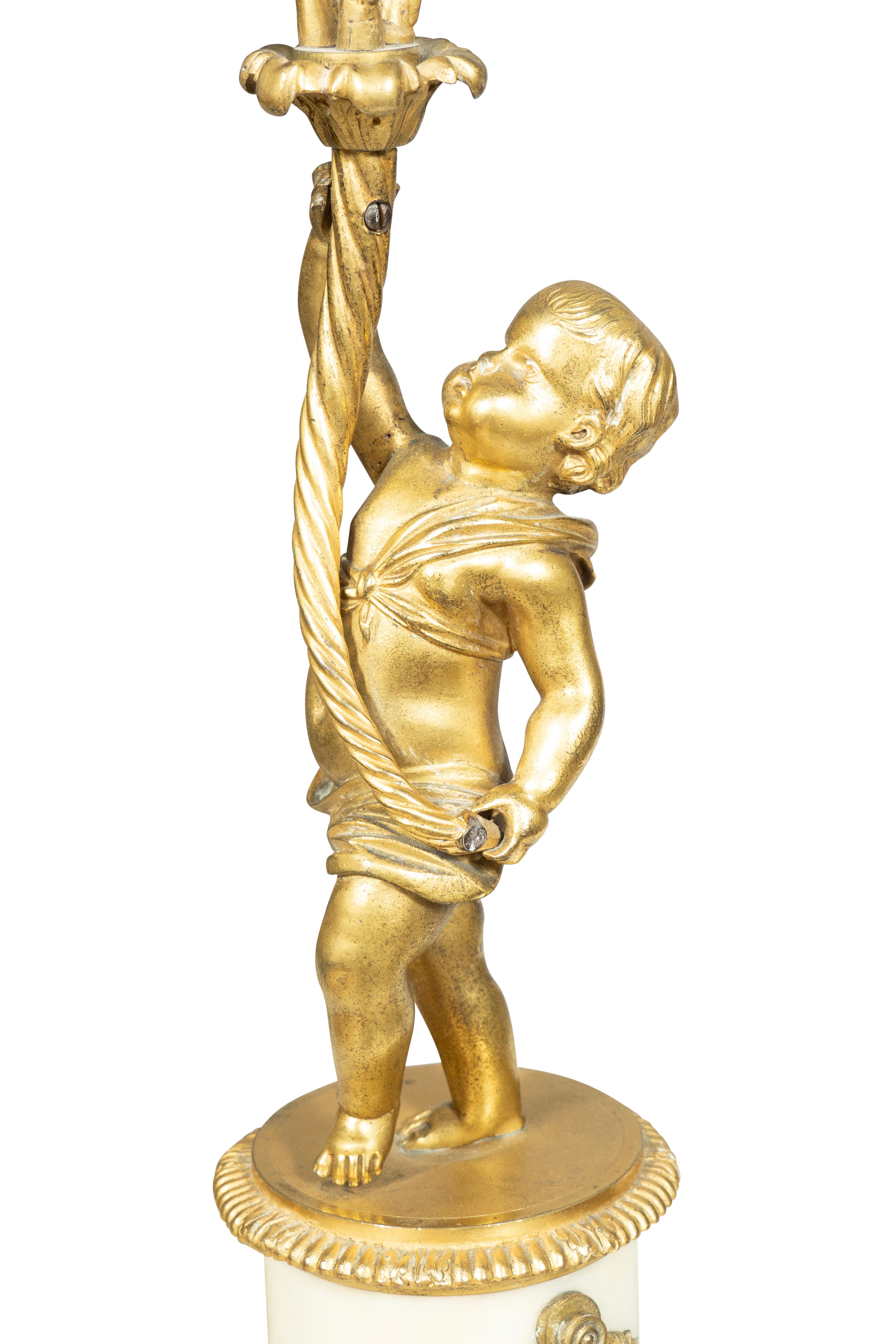 Coppia di candelabri Luigi XVI in ormolu e marmo in vendita 2