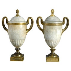 Pair of Louis XVI Ormolu-Mounted Marble Vase