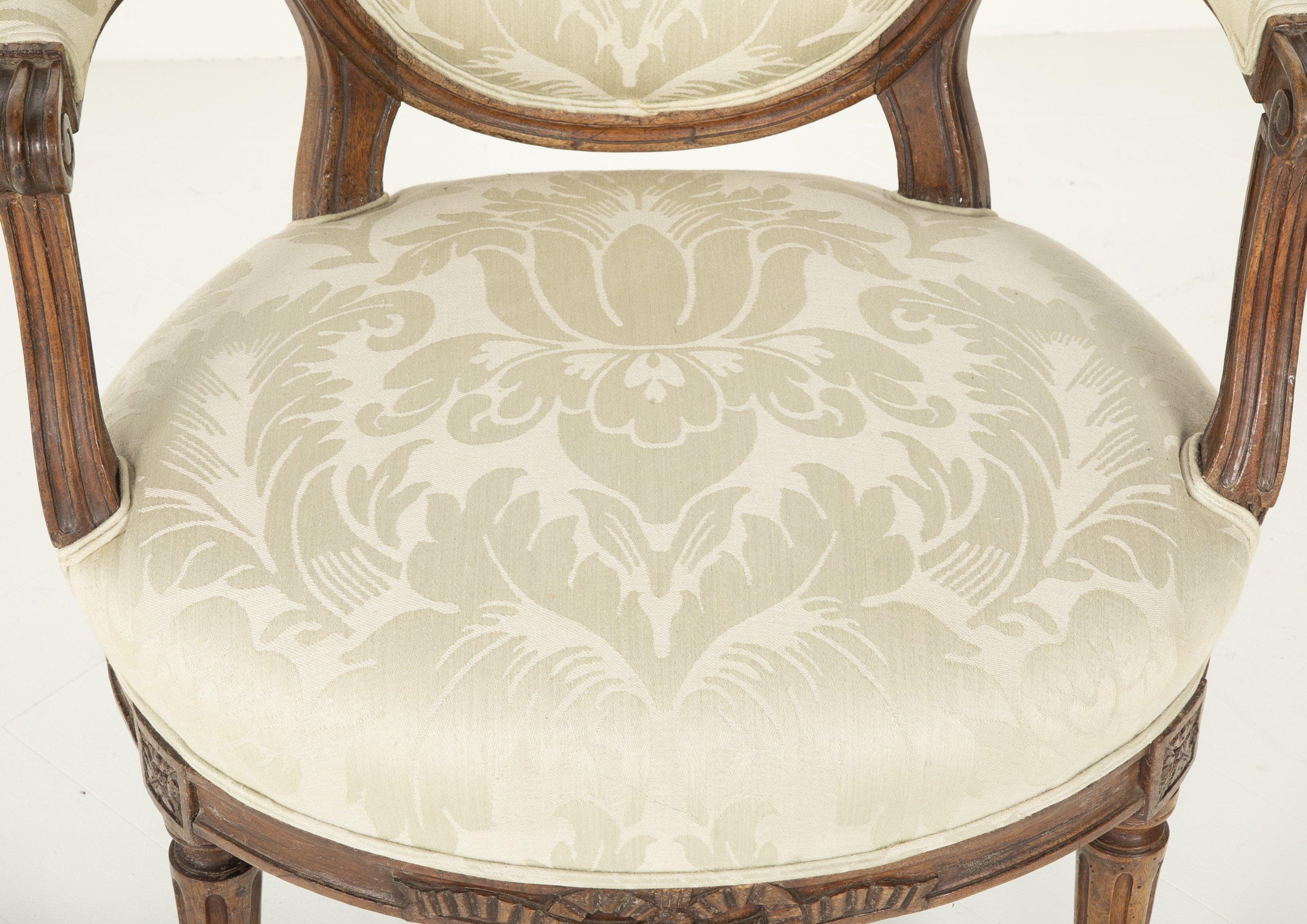 Pair of Louis XVI Oval Back Fauteuil 4