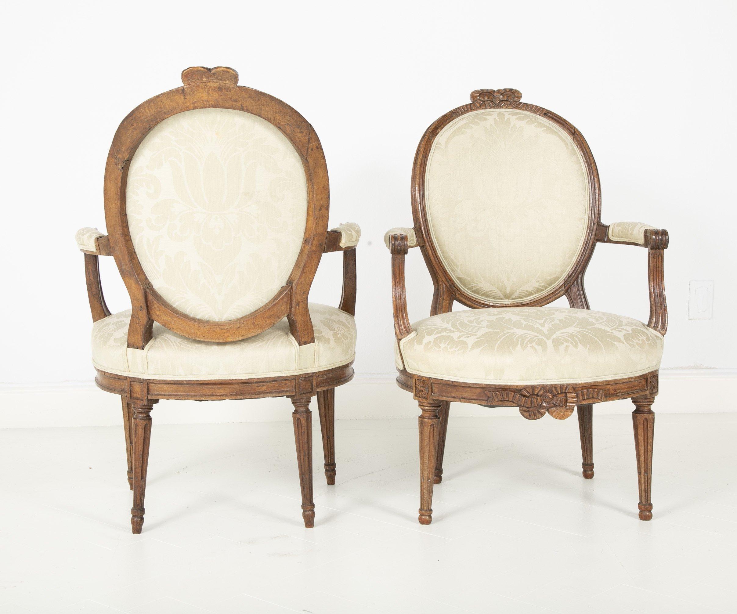 Pair of Louis XVI Oval Back Fauteuil In Fair Condition In Westwood, NJ