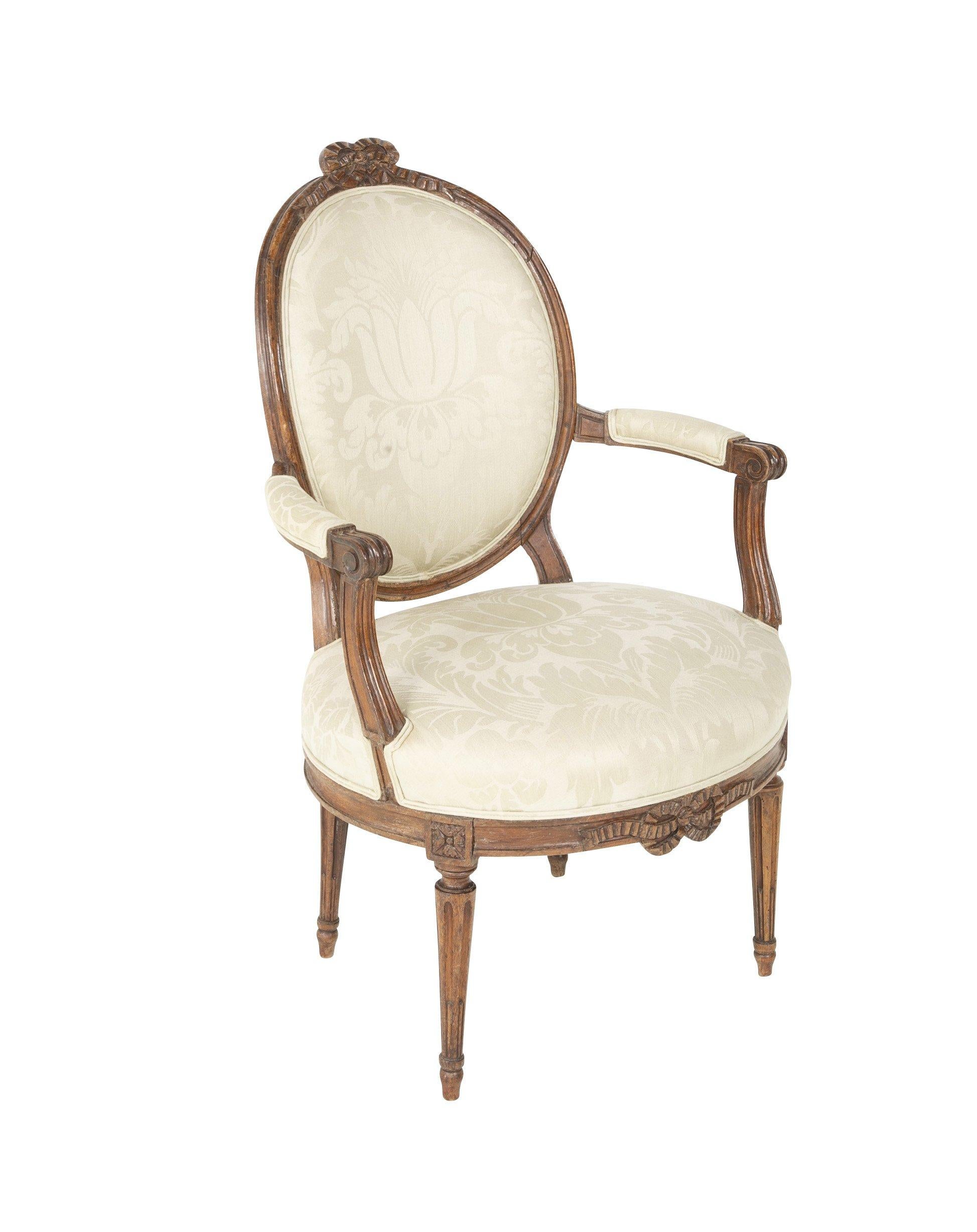 Late 18th Century Pair of Louis XVI Oval Back Fauteuil