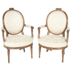 Pair of Louis XVI Oval Back Fauteuil