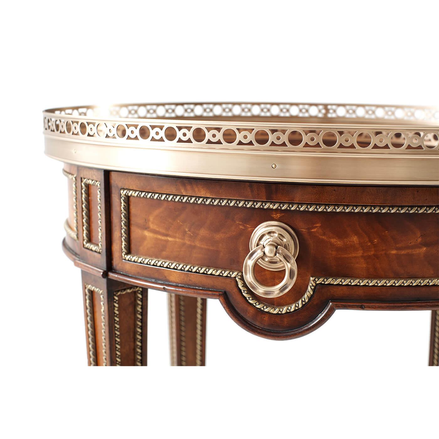 Brass Pair of Louis XVI Oval End Tables For Sale