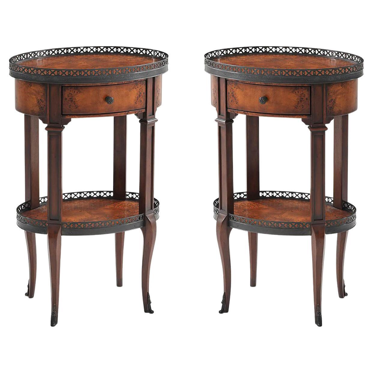 Pair of Louis XVI Oval Side Table For Sale