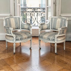 Pair of Louis XVI Painted Bergères ~ Paris