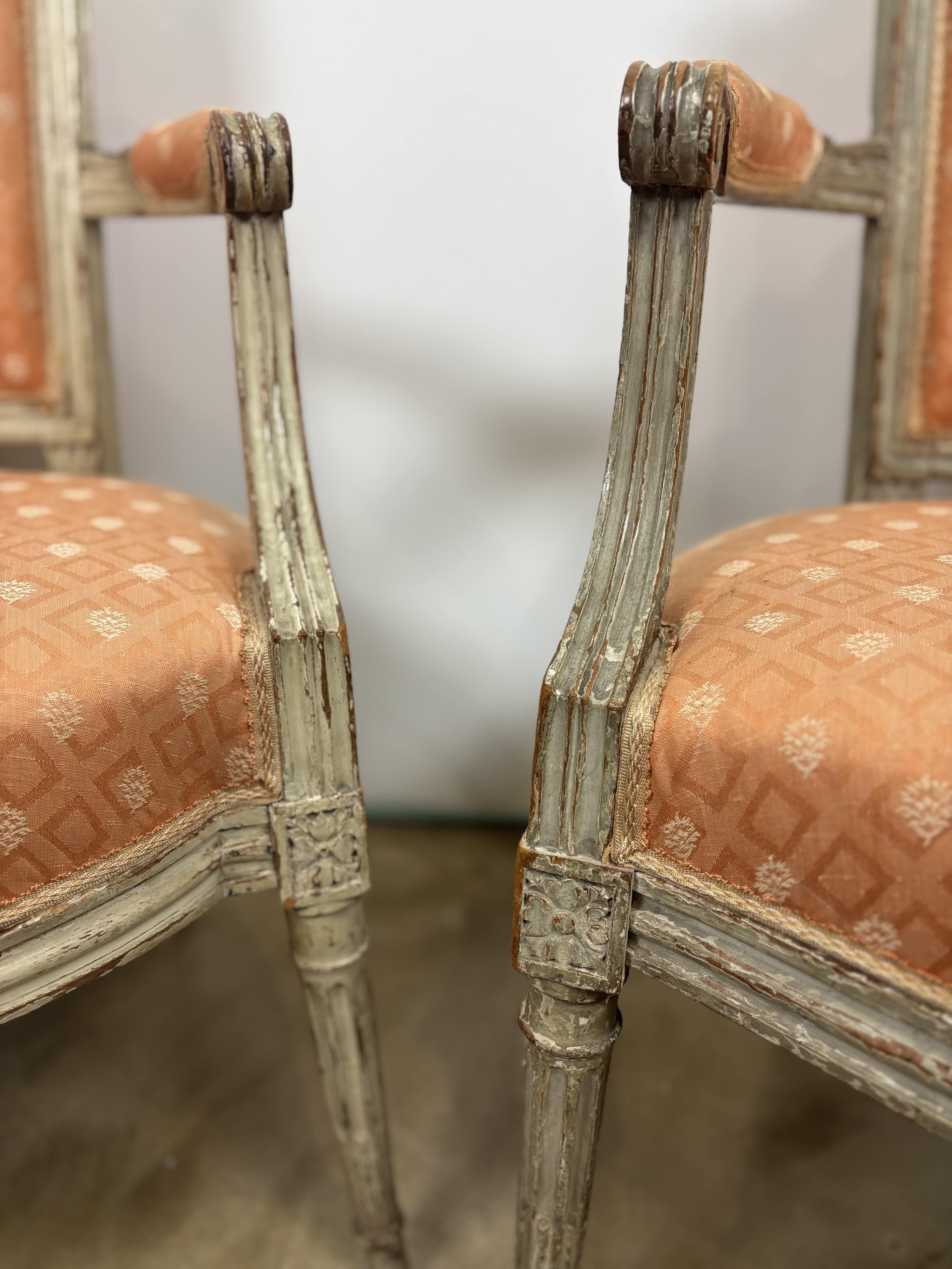Lacquered Pair Of Louis XVI Period Armchairs - France - 18th Century