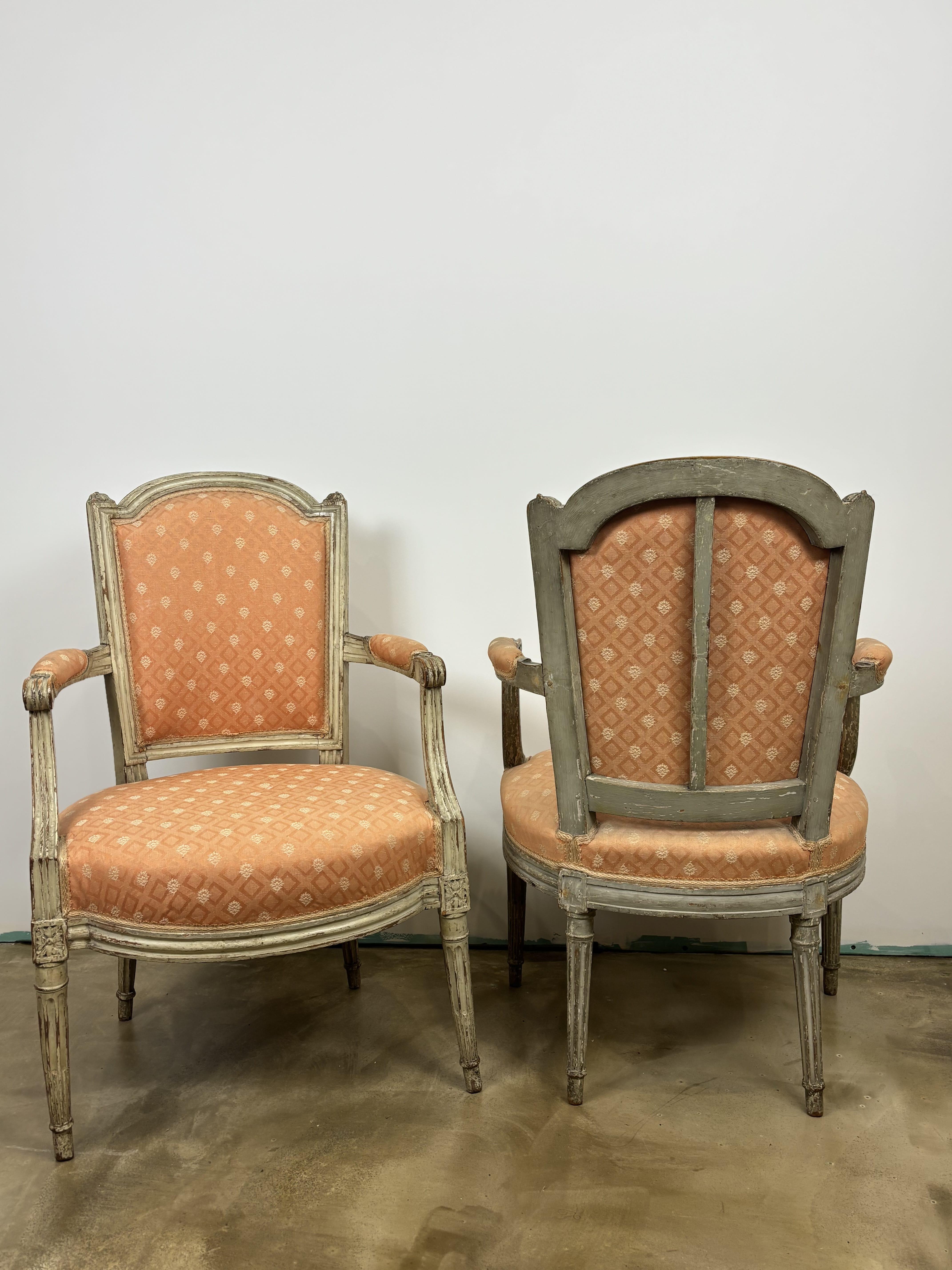 Wood Pair Of Louis XVI Period Armchairs - France - 18th Century