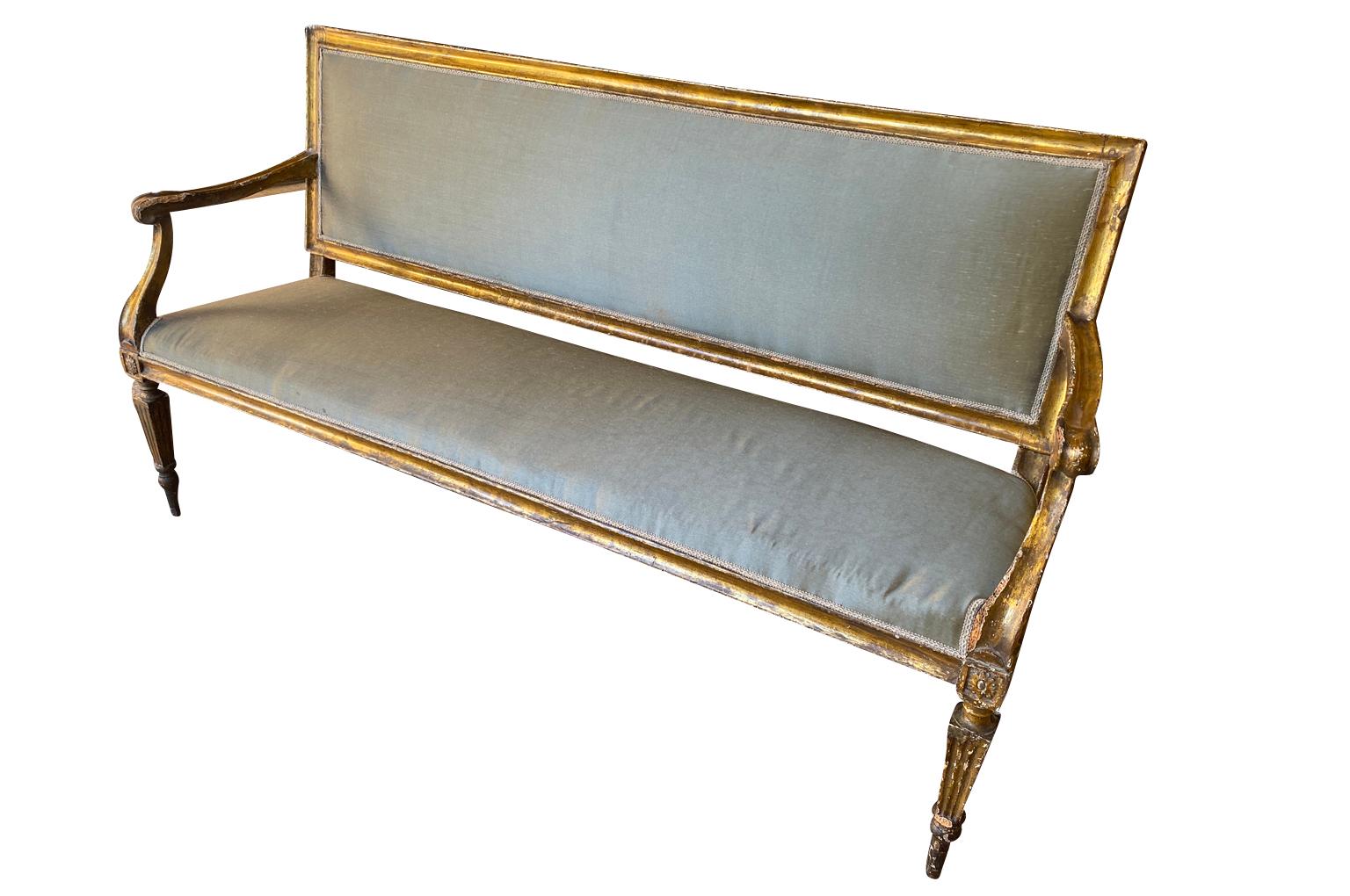 Giltwood Pair Of Louis XVI Period Banquettes - Canapes