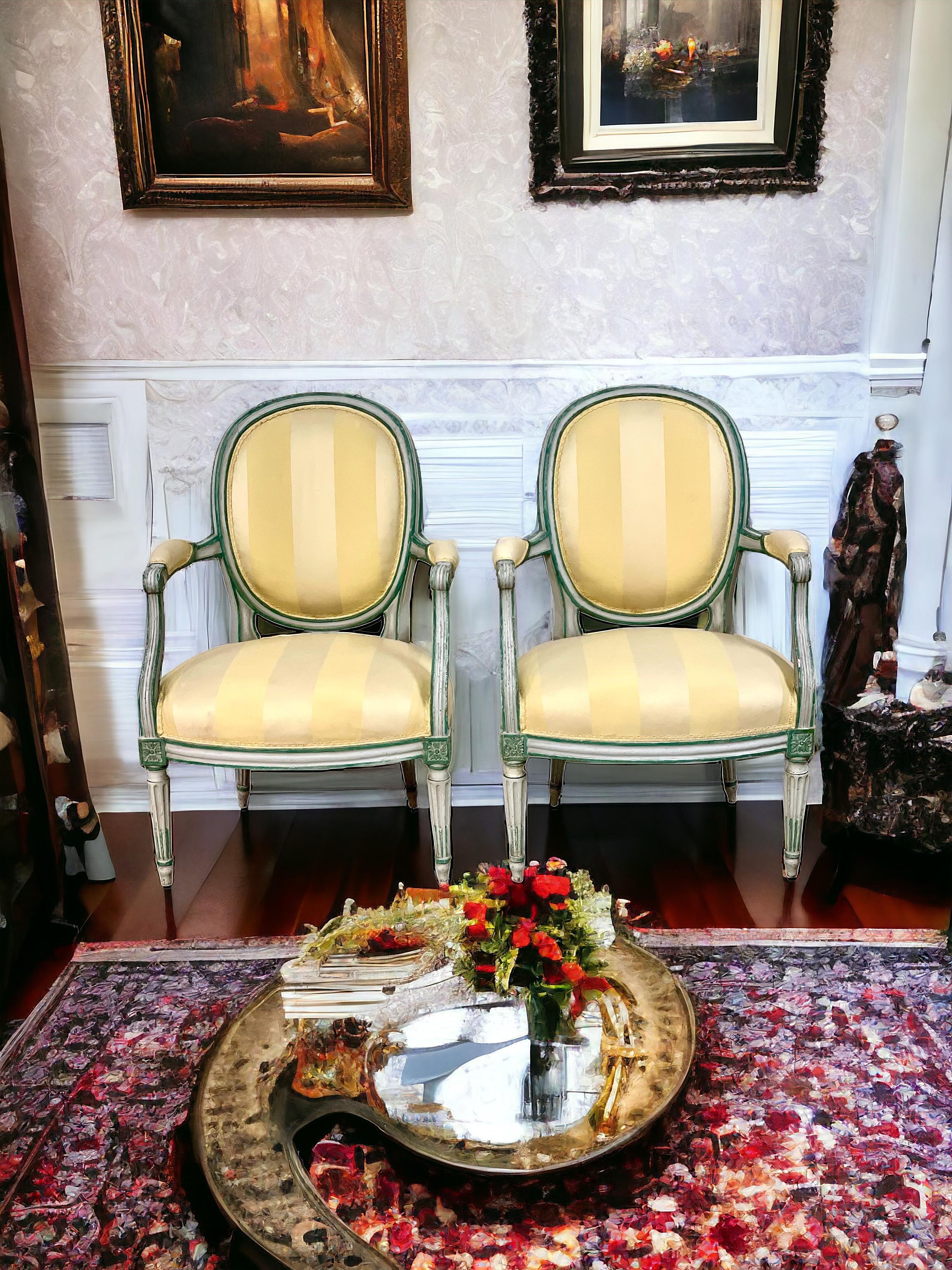 Louis XVI Periode Paar Cabriolet Médaillon Sessel 18. Jahrhundert im Angebot 6