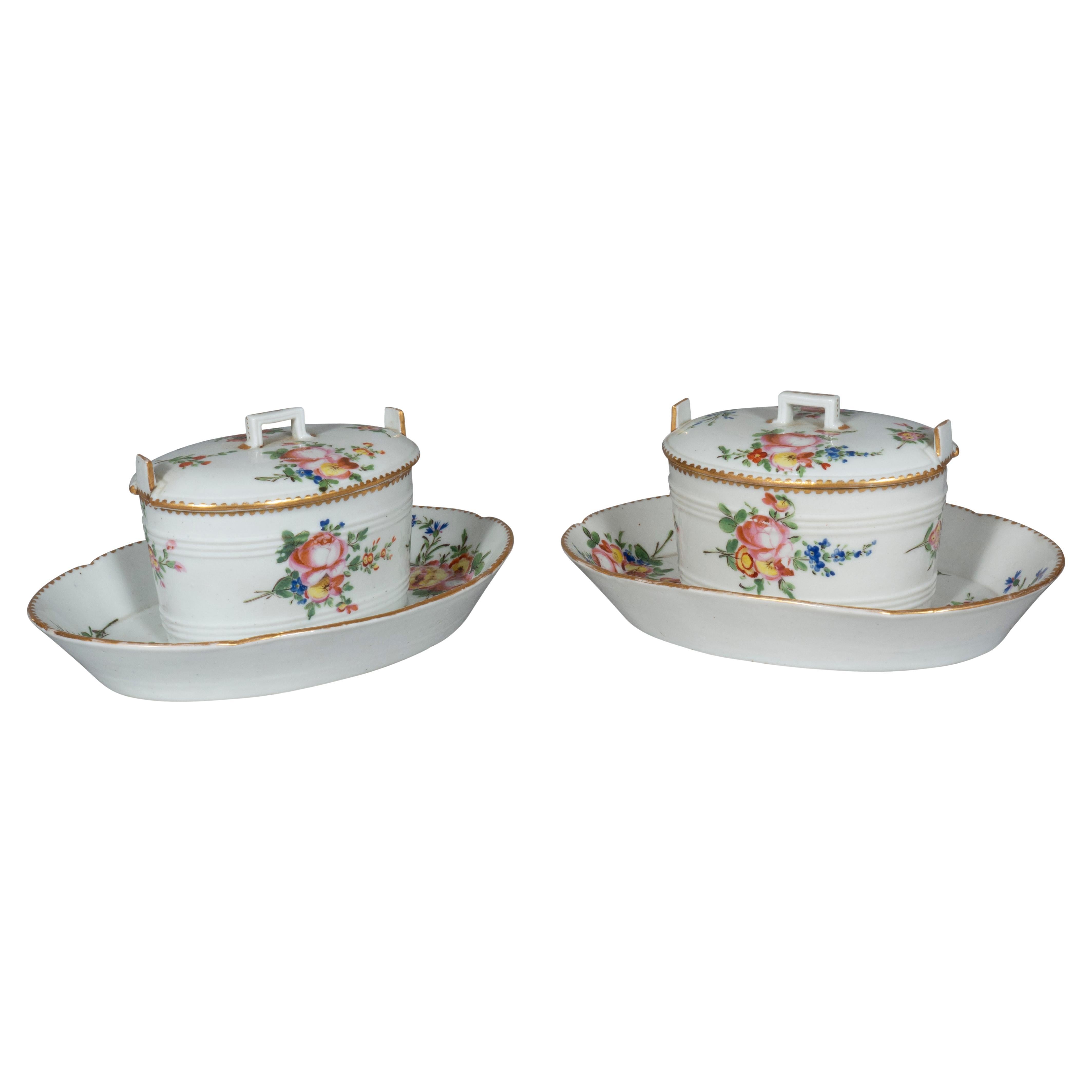 Pair of Louis XVI Porcelain Footed Butter Tubs For Sale