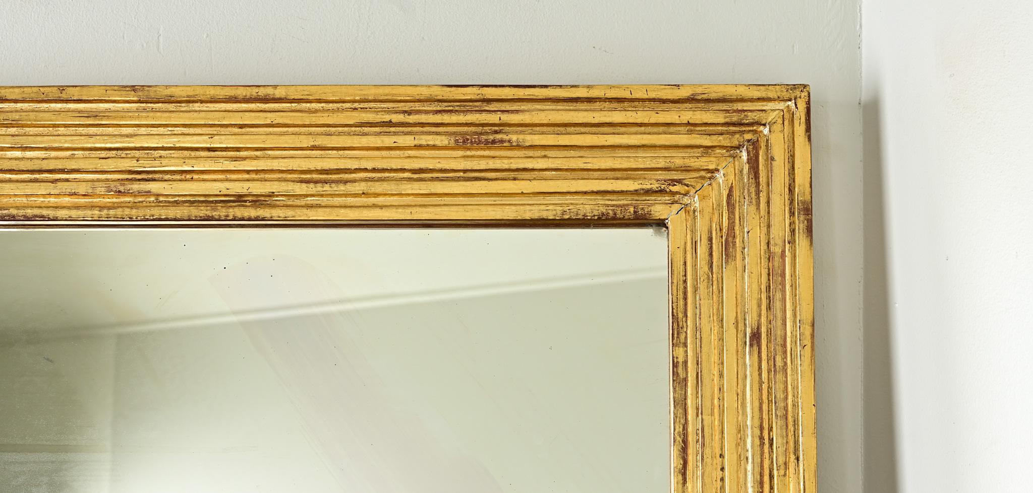 Pair of Louis XVI Reeded Gilt Mirrors For Sale 2