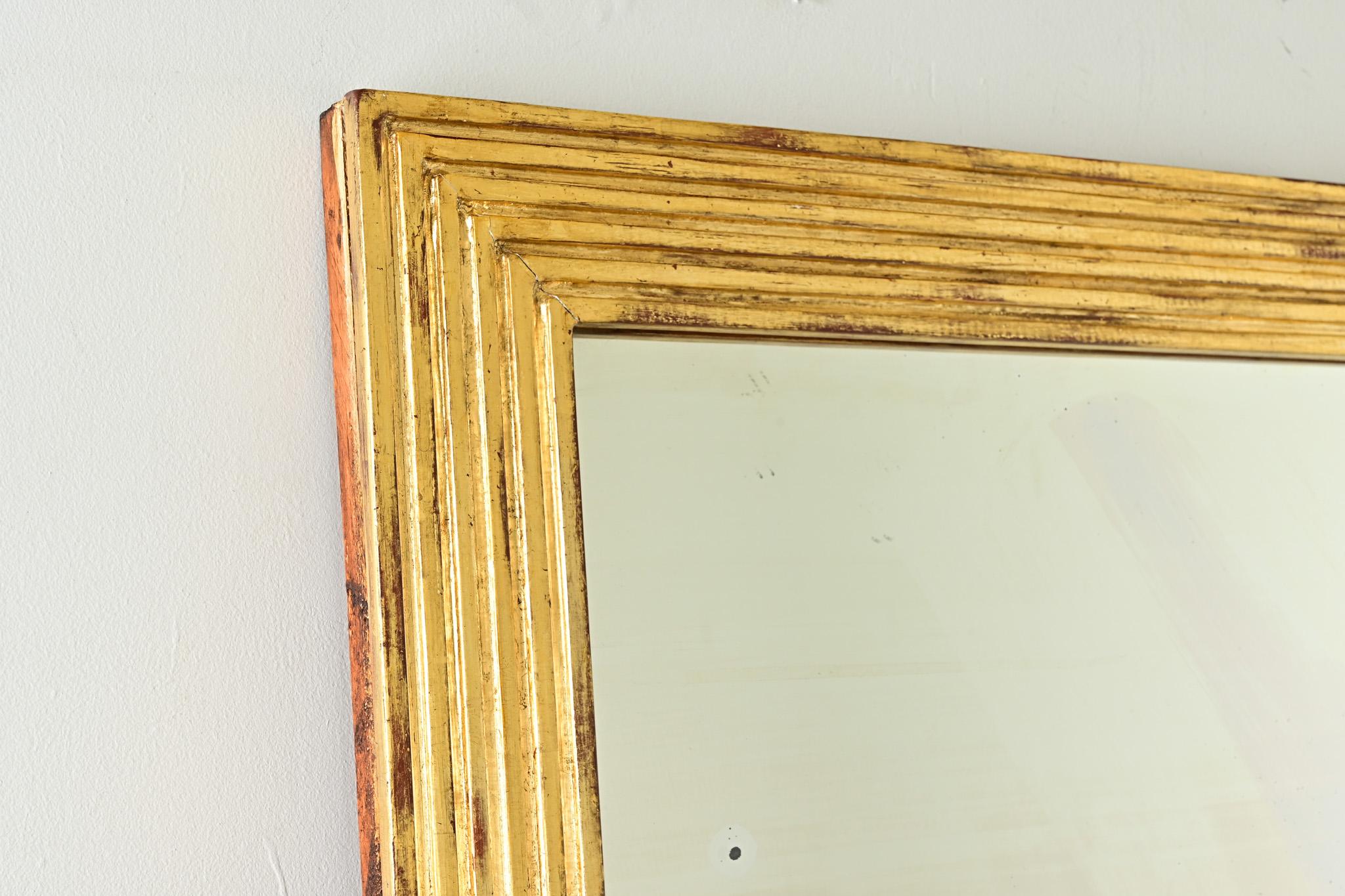 Pair of Louis XVI Reeded Gilt Mirrors For Sale 3