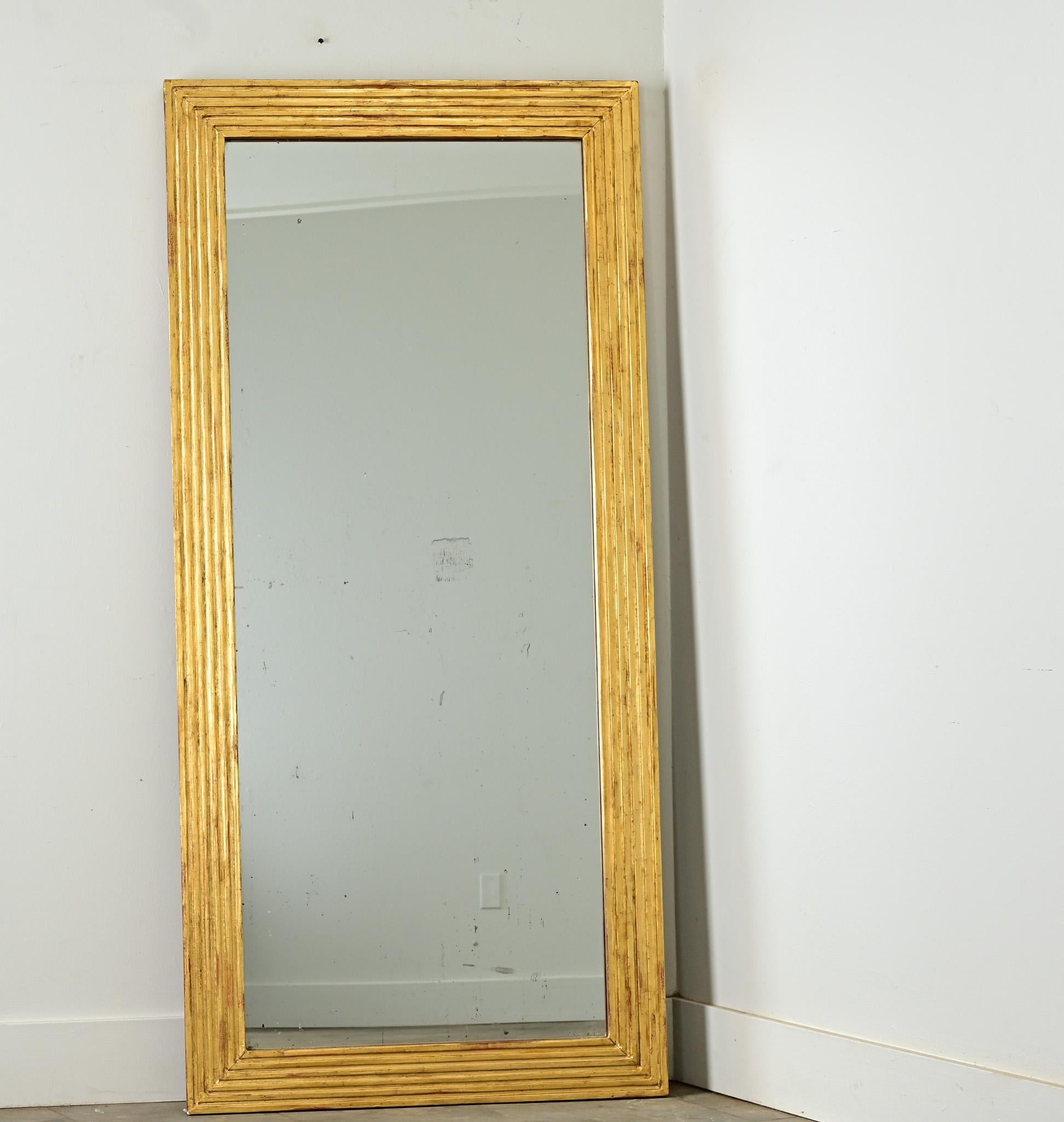 Pair of Louis XVI Reeded Gilt Mirrors For Sale 11