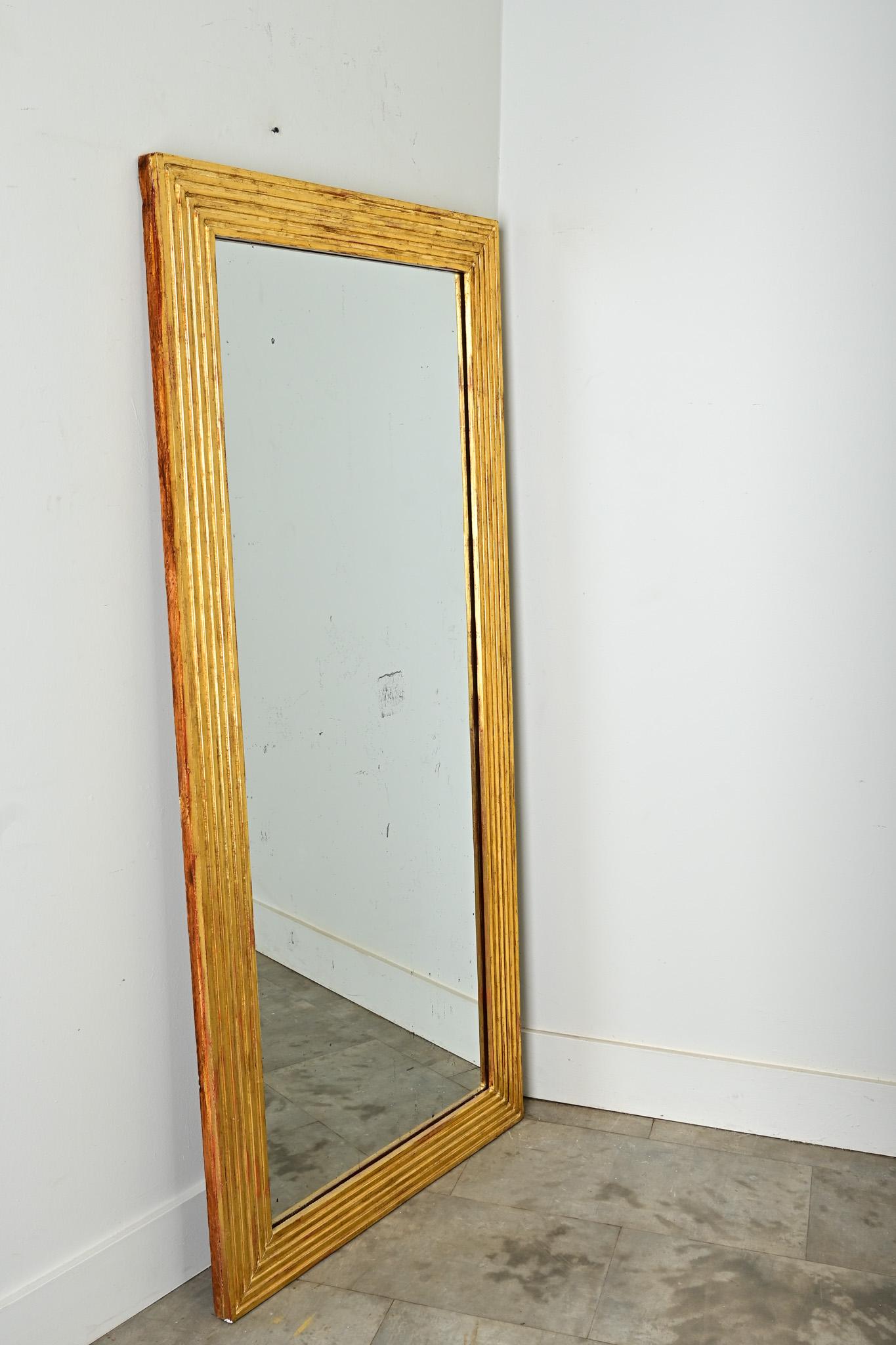 Pair of Louis XVI Reeded Gilt Mirrors For Sale 12