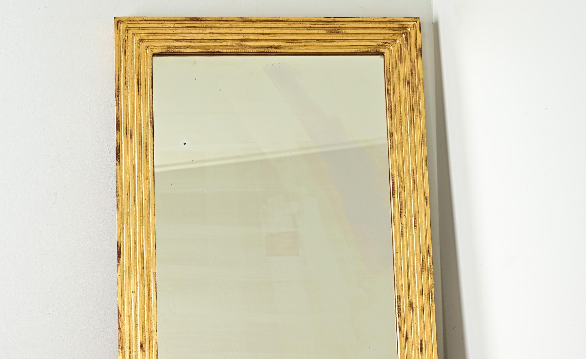 French Pair of Louis XVI Reeded Gilt Mirrors For Sale