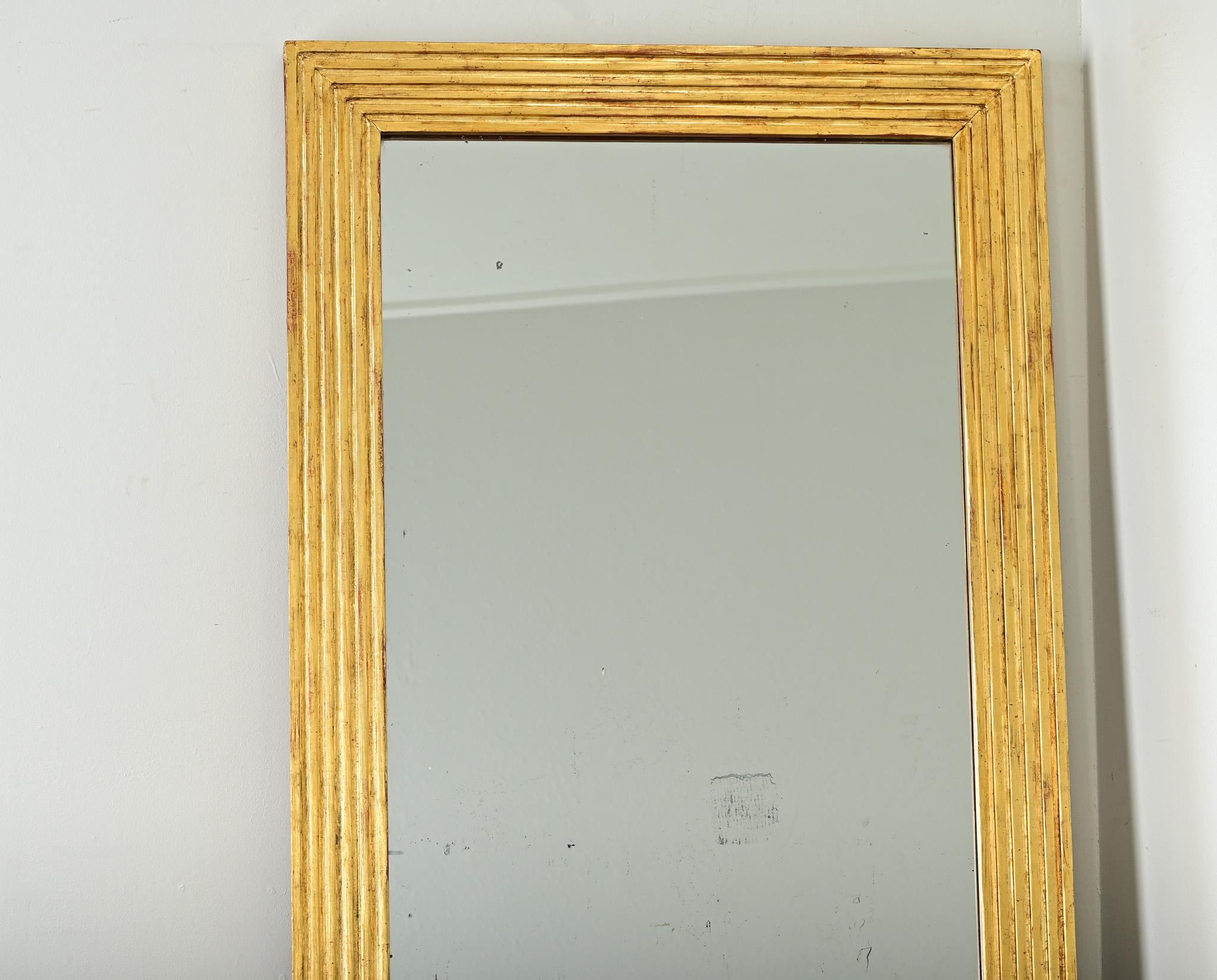 19th Century Pair of Louis XVI Reeded Gilt Mirrors For Sale