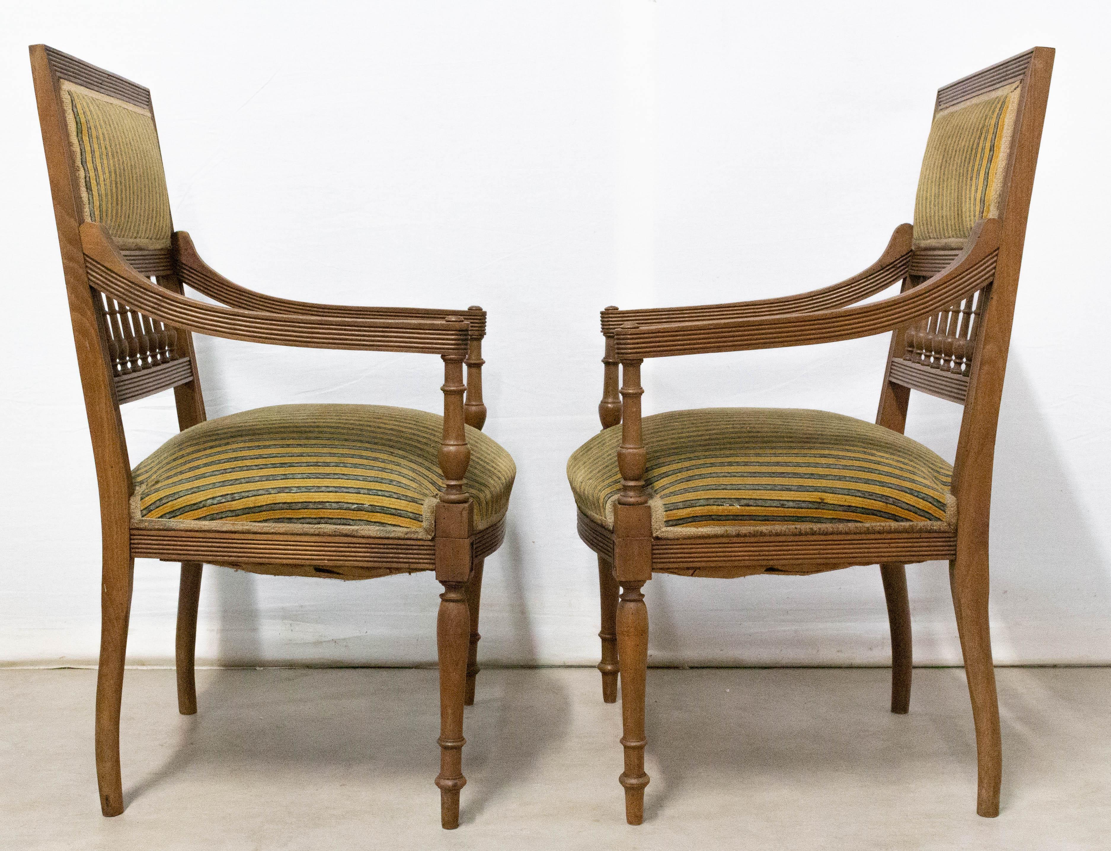 Empire Pair of Louis XVI Revival Armchairs French, Early 20th Century