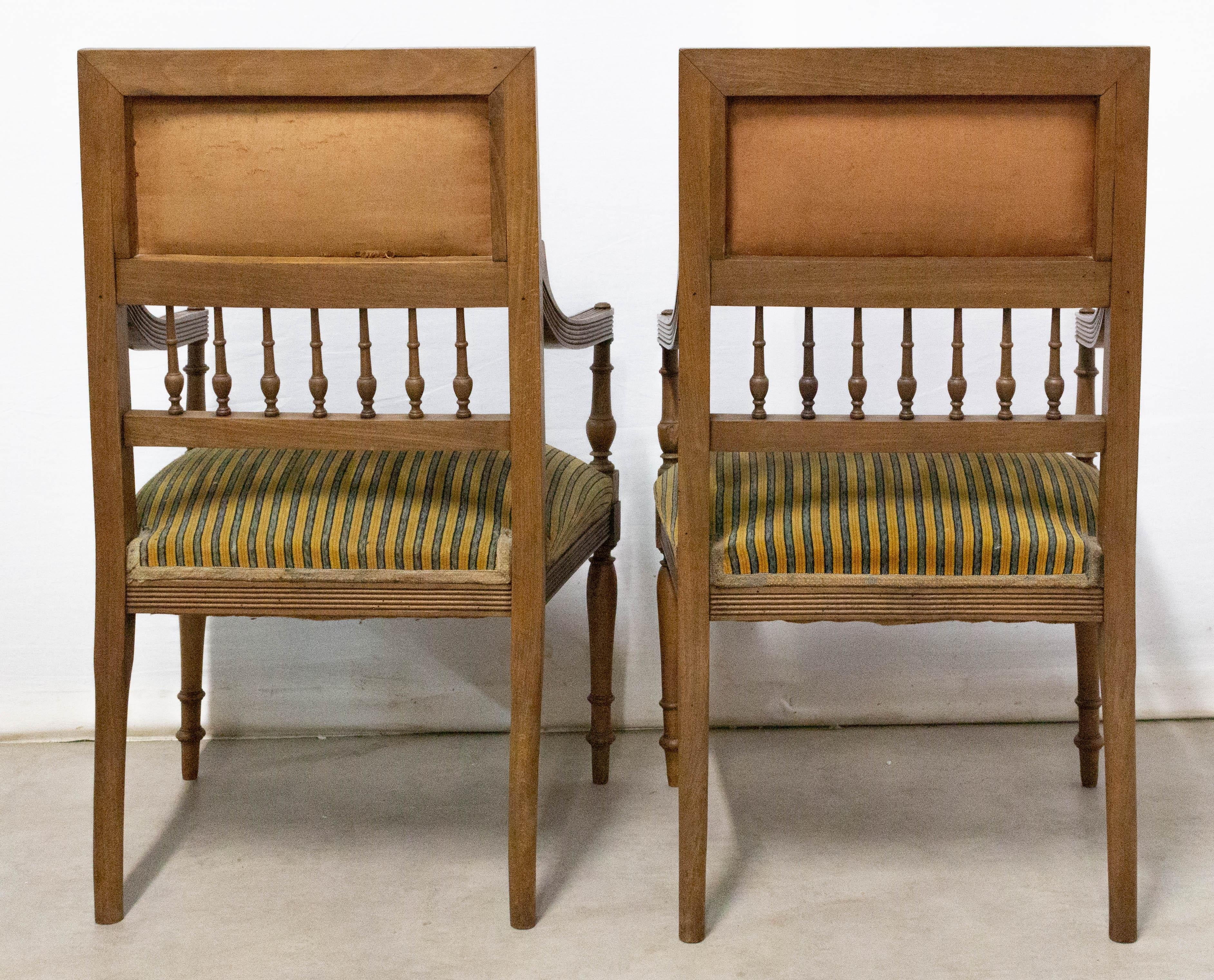 Fabric Pair of Louis XVI Revival Armchairs French, Early 20th Century