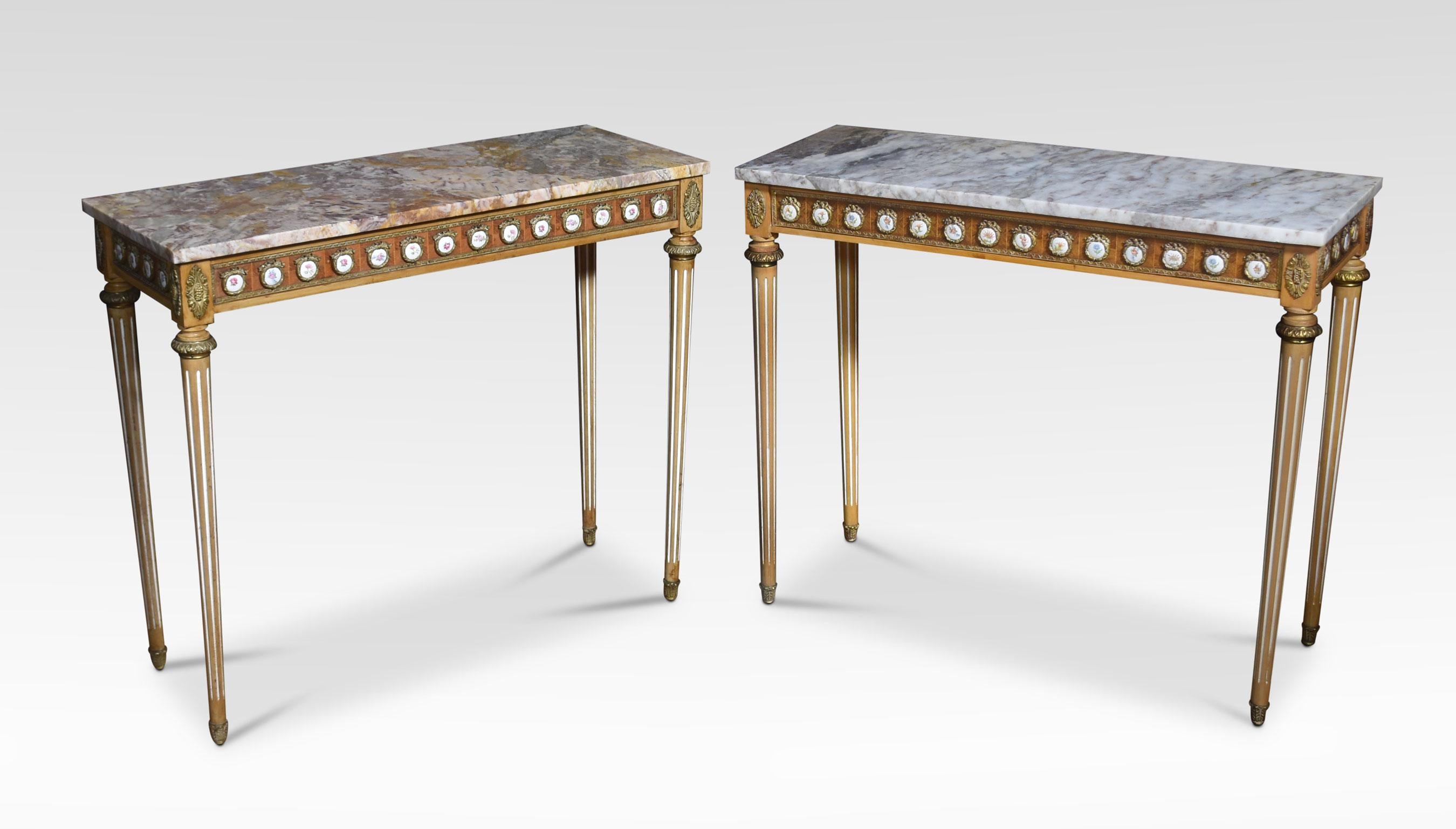 Pair of Louis XVI revival console tables by H & L Epstein