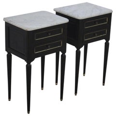 Pair of Louis XVI Revival Ebonized Bedside Tables