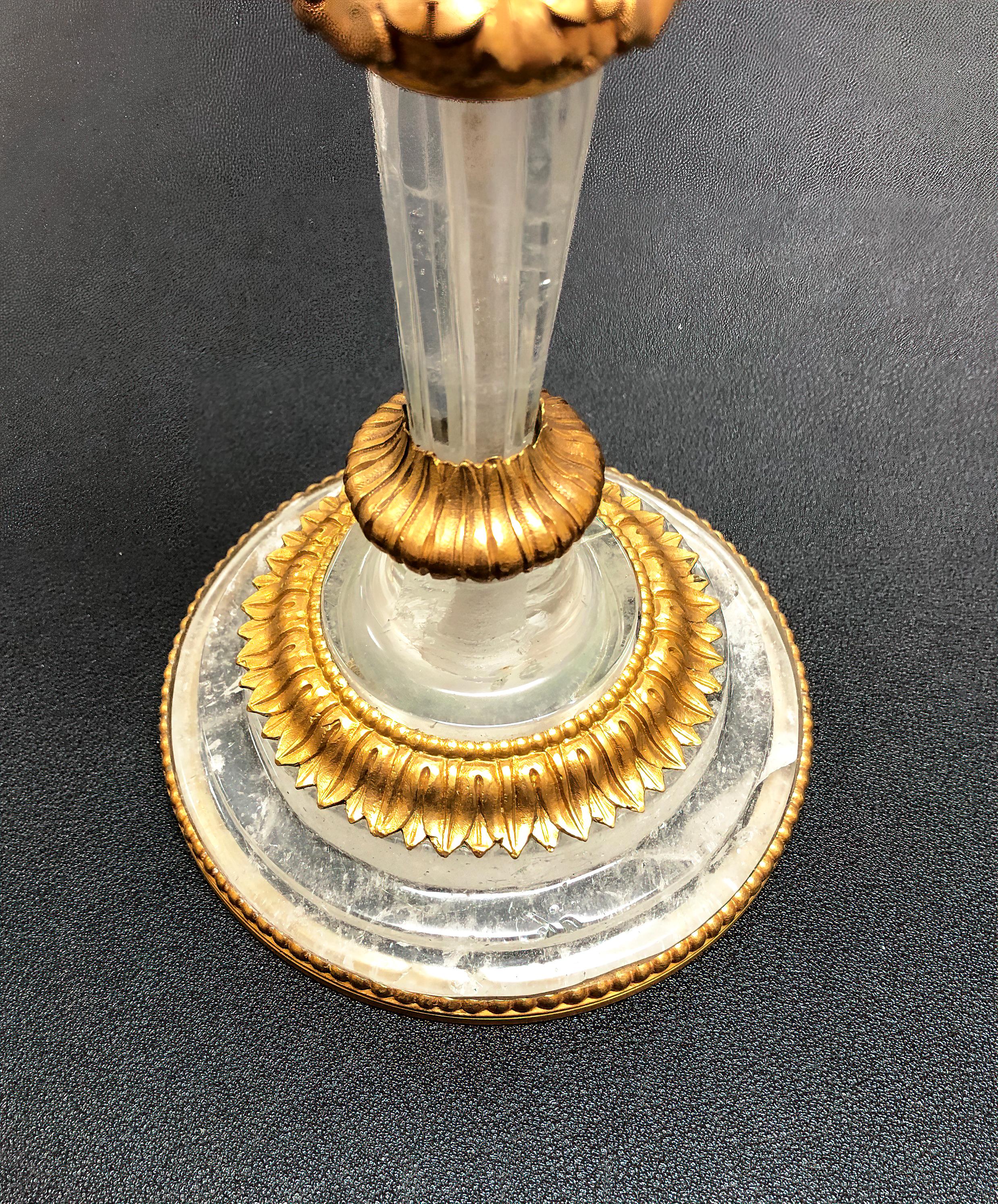 Pair of Louis XVI Rock Crystal Candlesticks In Good Condition In Westwood, NJ