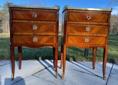 A Pair of Louis XVI Marble Top Side Tables