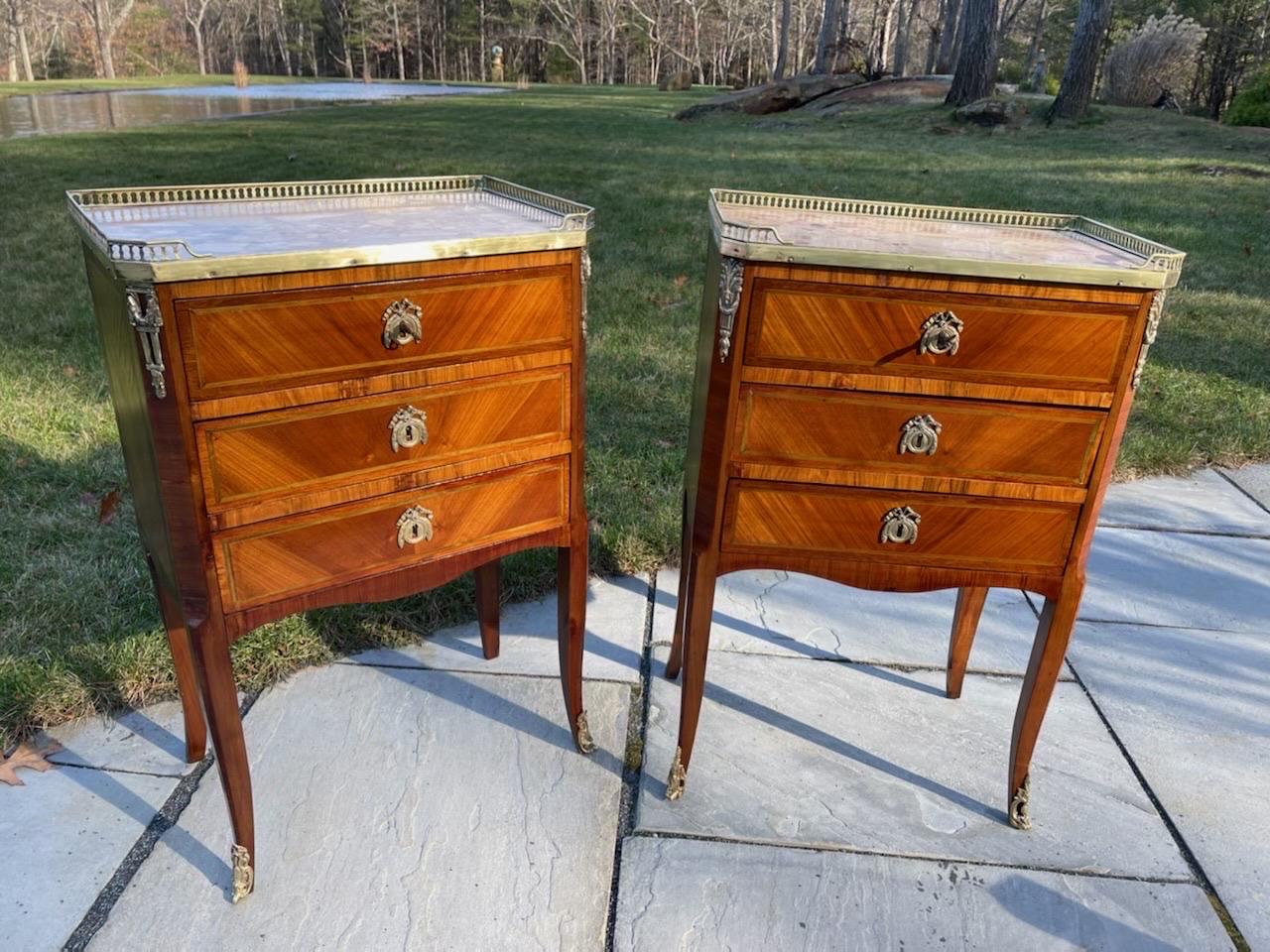 A Pair of Louis XVI Marble Top Side Tables  In Good Condition For Sale In New Haven, CT