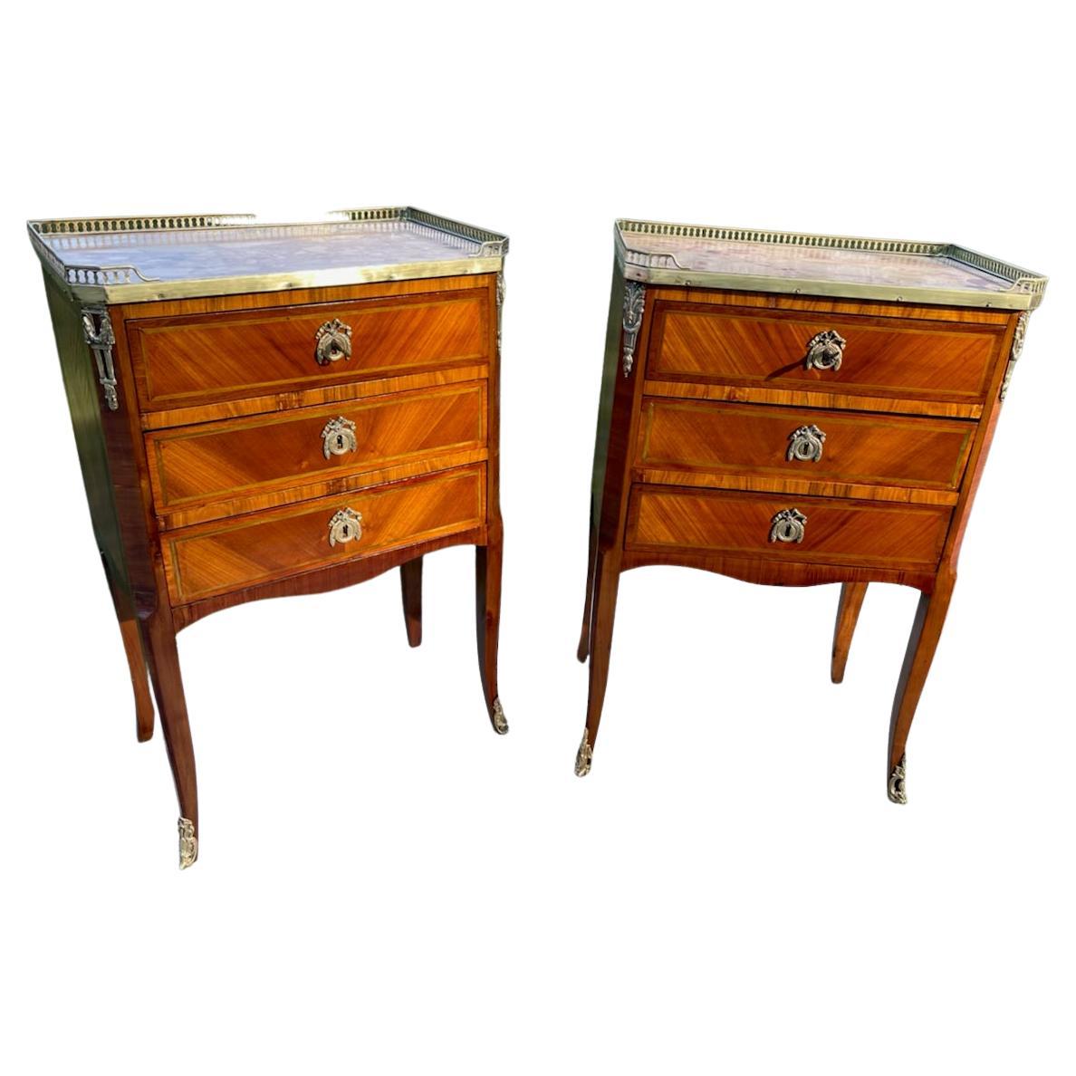 A Pair of Louis XVI Marble Top Side Tables  For Sale