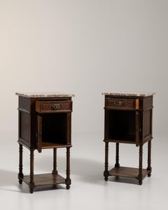 Pair of Louis XVI Side Tables with Marble Tops, France, 1900-1909