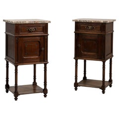 Pair of Louis XVI Side Tables with Marble Tops, France, 1900-1909