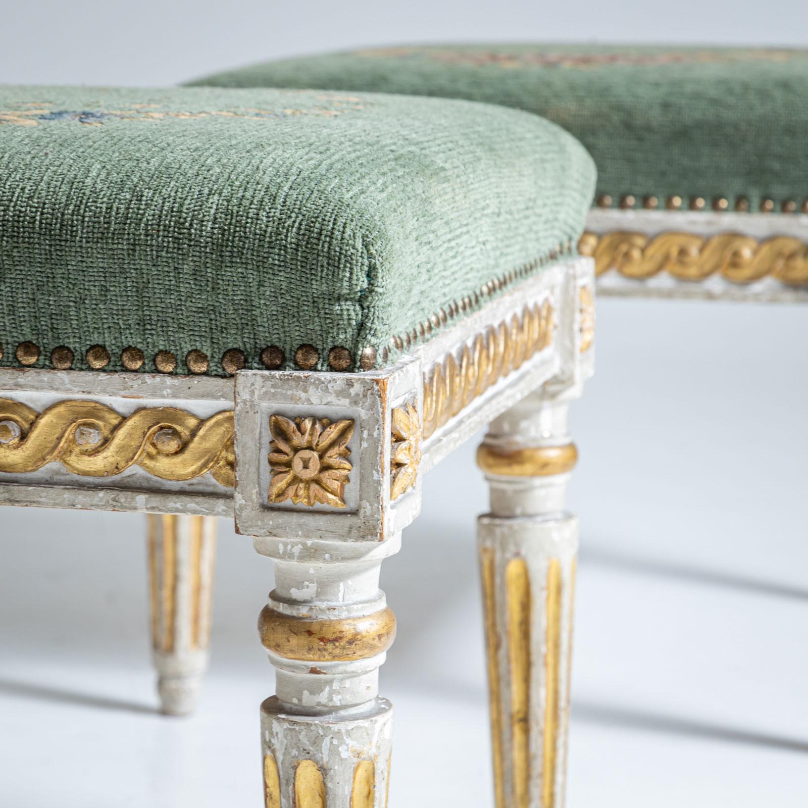 European Pair of Louis XVI Stools, Late 18th Century For Sale