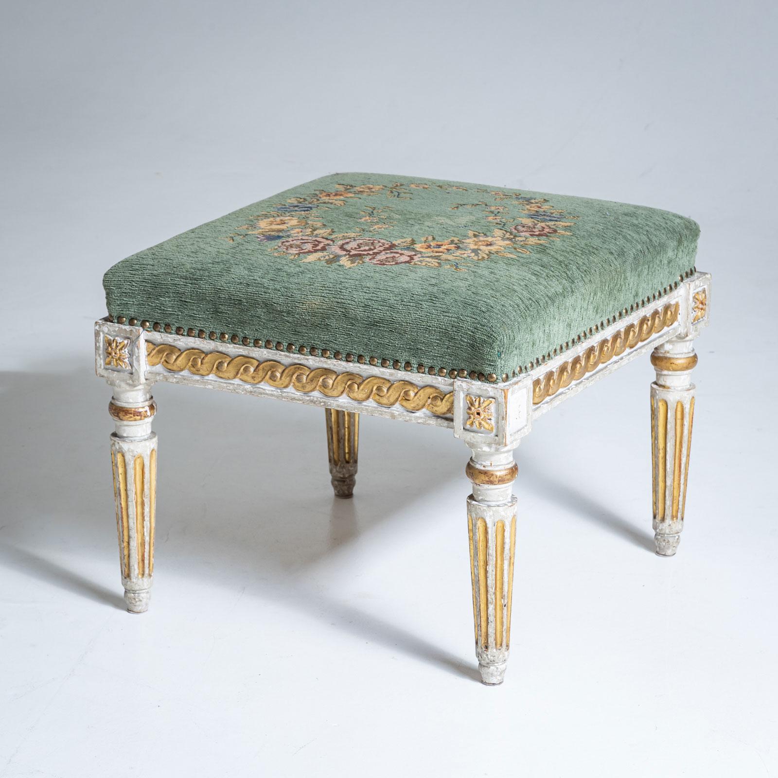 Velvet Pair of Louis XVI Stools, Late 18th Century For Sale