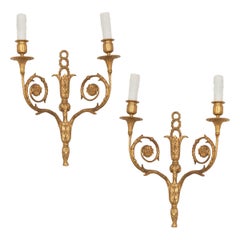 Pair of Louis XVI Style 19th Century Gilt Bronze Sconces