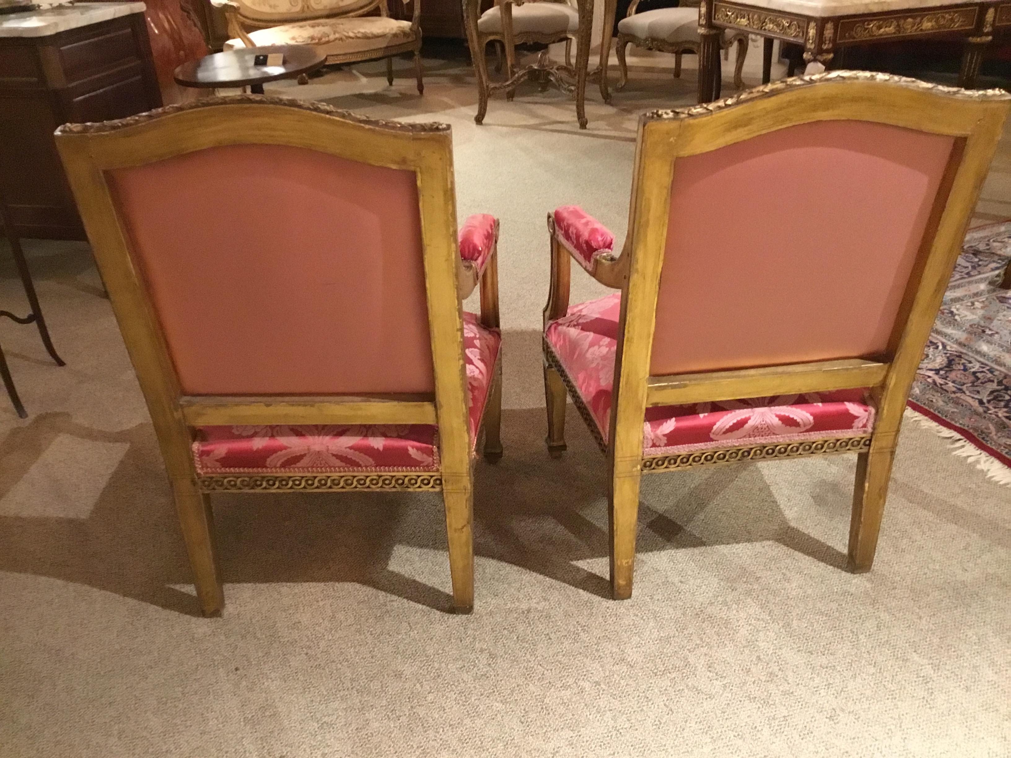 Pair of Louis XVI Style Armchairs/Fauteuils, 19th Century For Sale 1