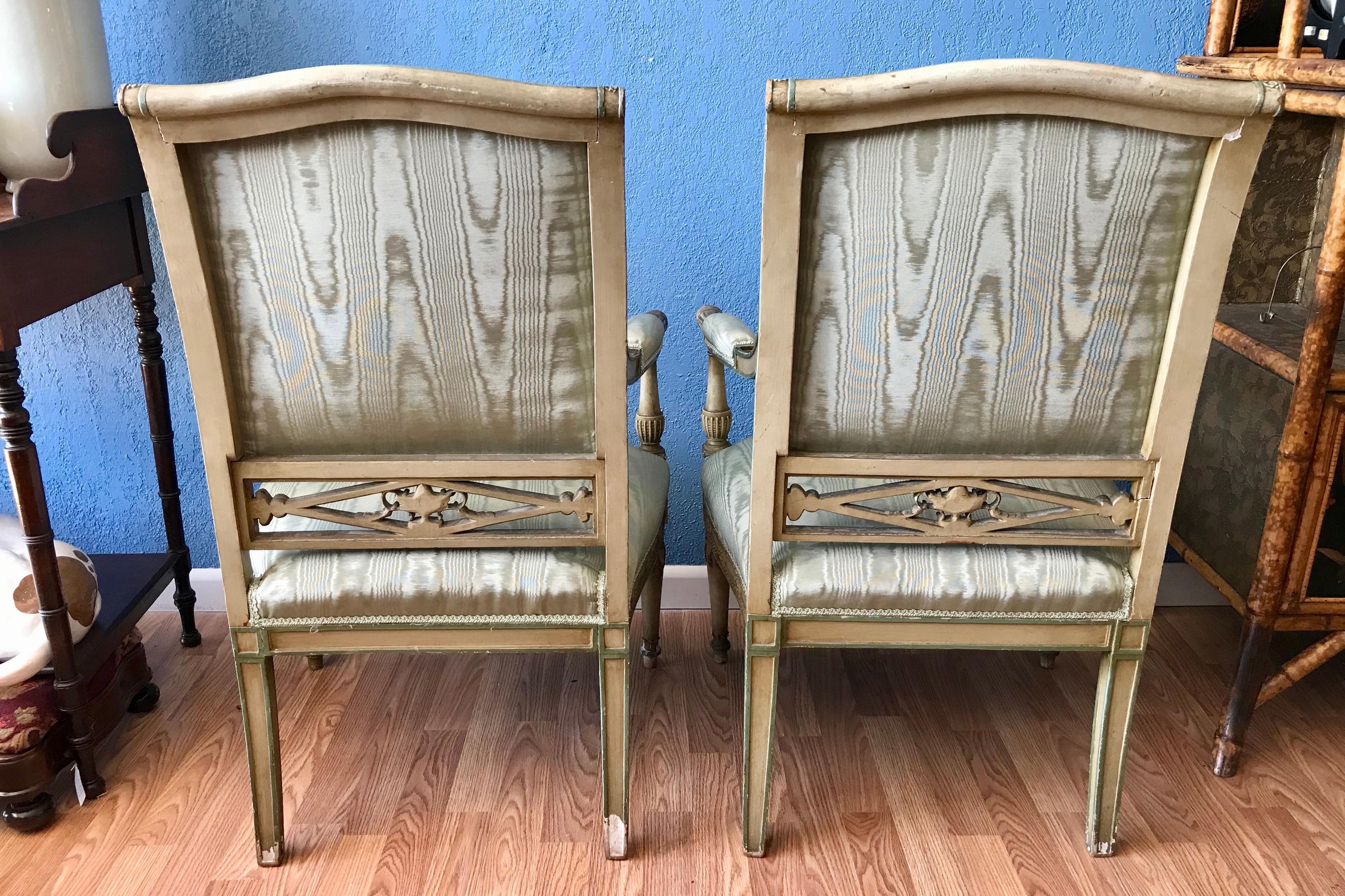 20th Century Pair of Louis XVI Style Arm Chairs