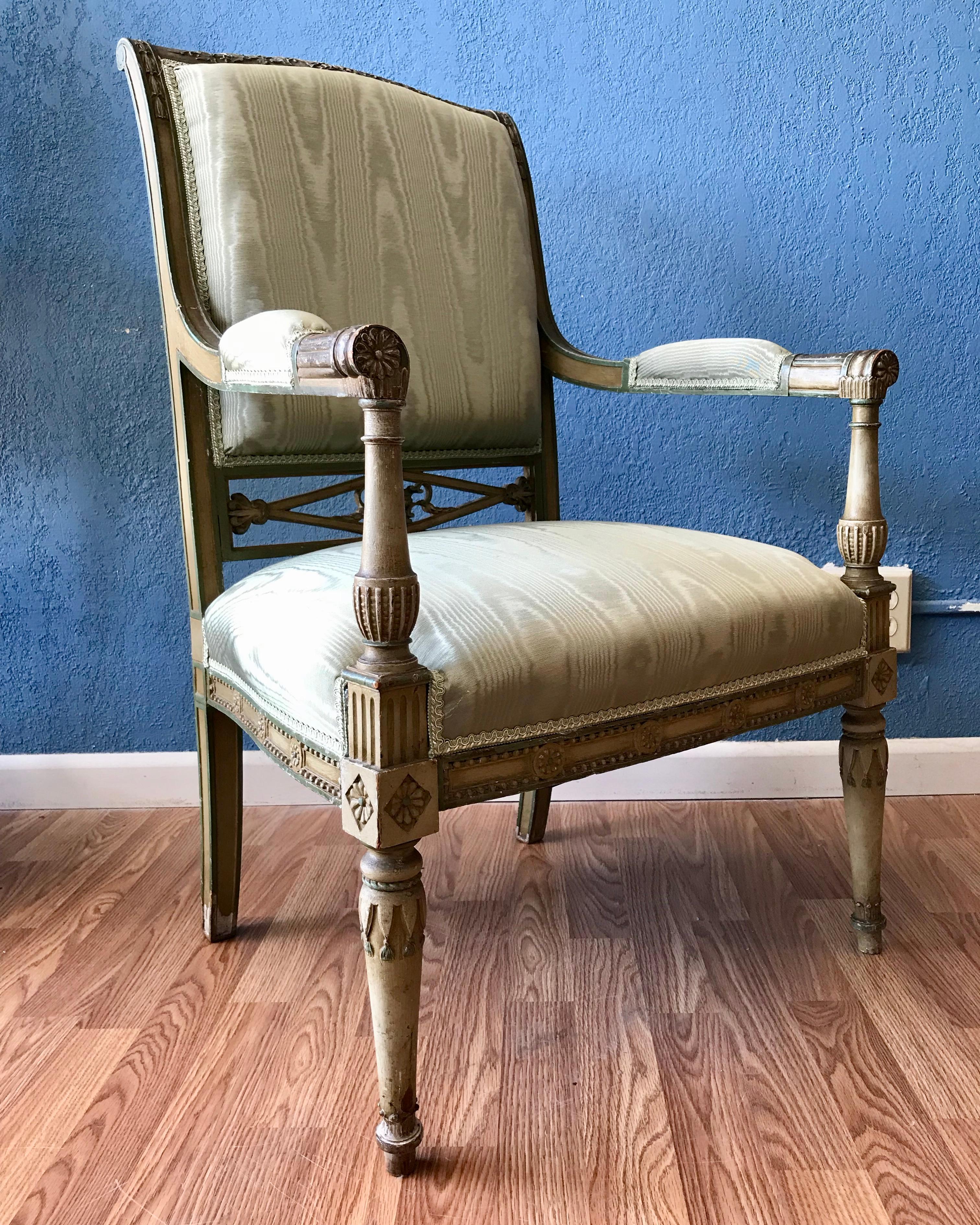 Pair of Louis XVI Style Arm Chairs 1