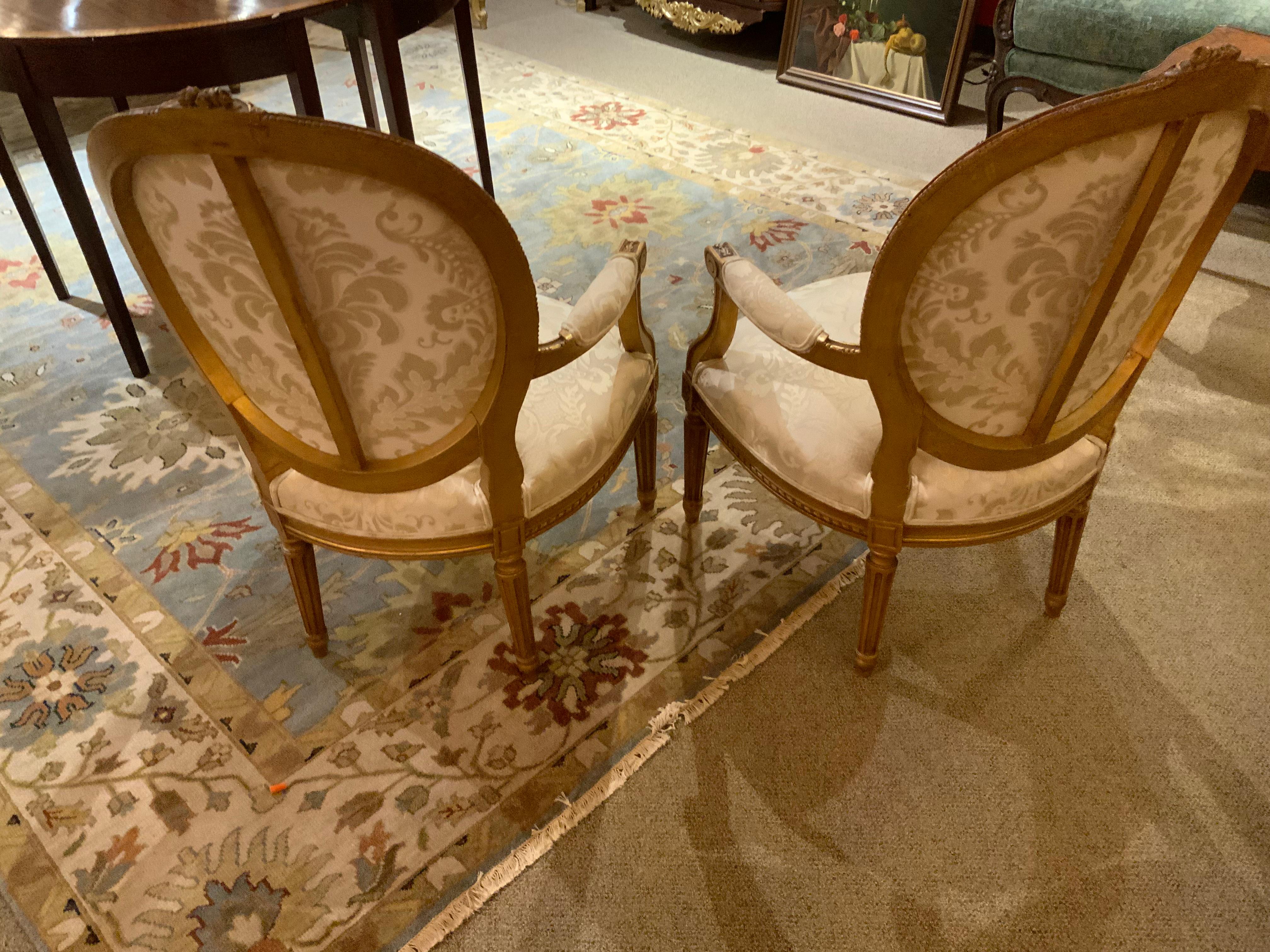 Paar Sessel im Louis XVI-Stil vergoldetes Holz, 19. Jahrhundert im Angebot 2