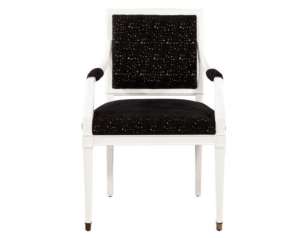 American Pair of Louis XVI Style Arm Chairs in Black and White For Sale