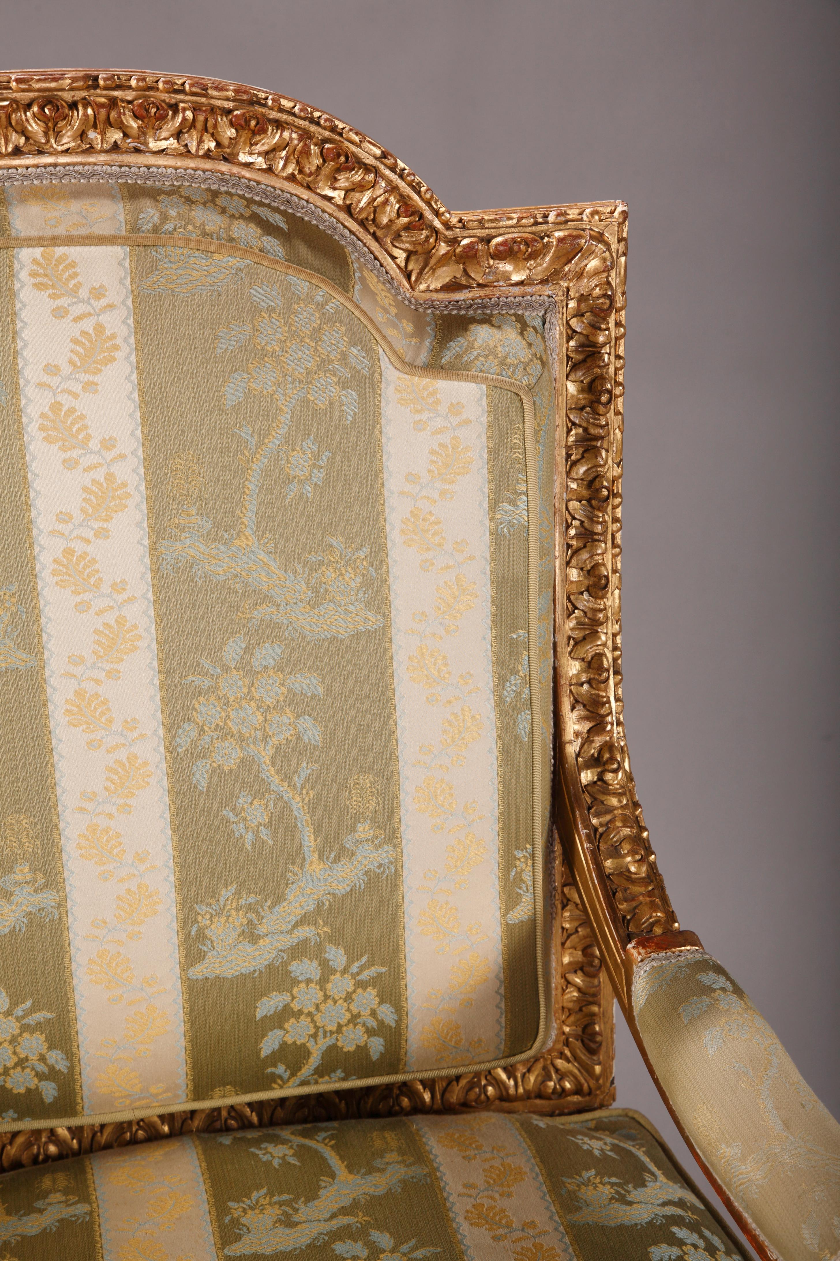 Giltwood Pair of Louis XVI Style Armchairs After G. Jacob