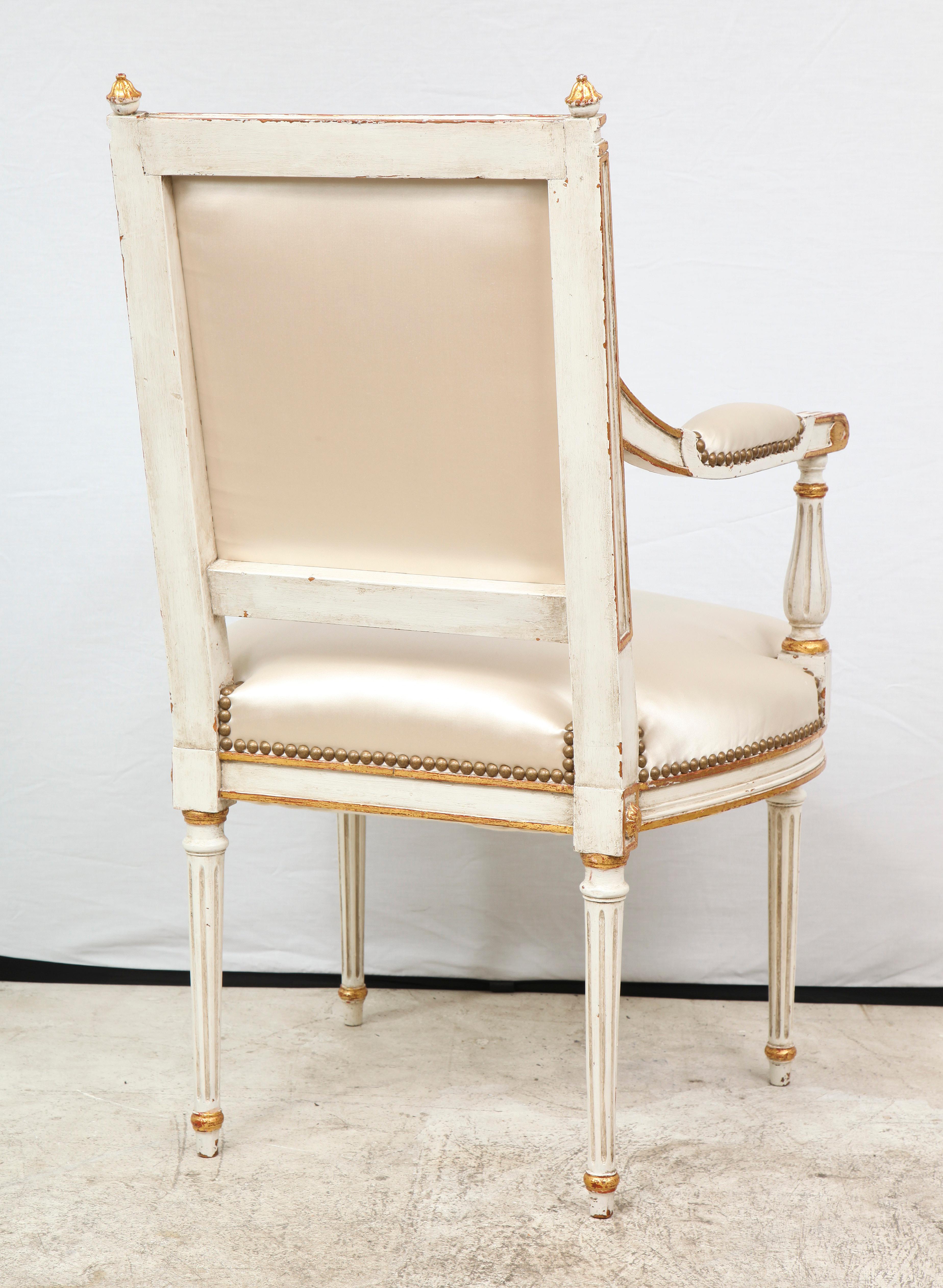 Pair of Louis XVI Style French Armchairs For Sale 3