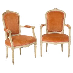 Antique Pair of Louis XVI Style Armchairs C. 18th Century