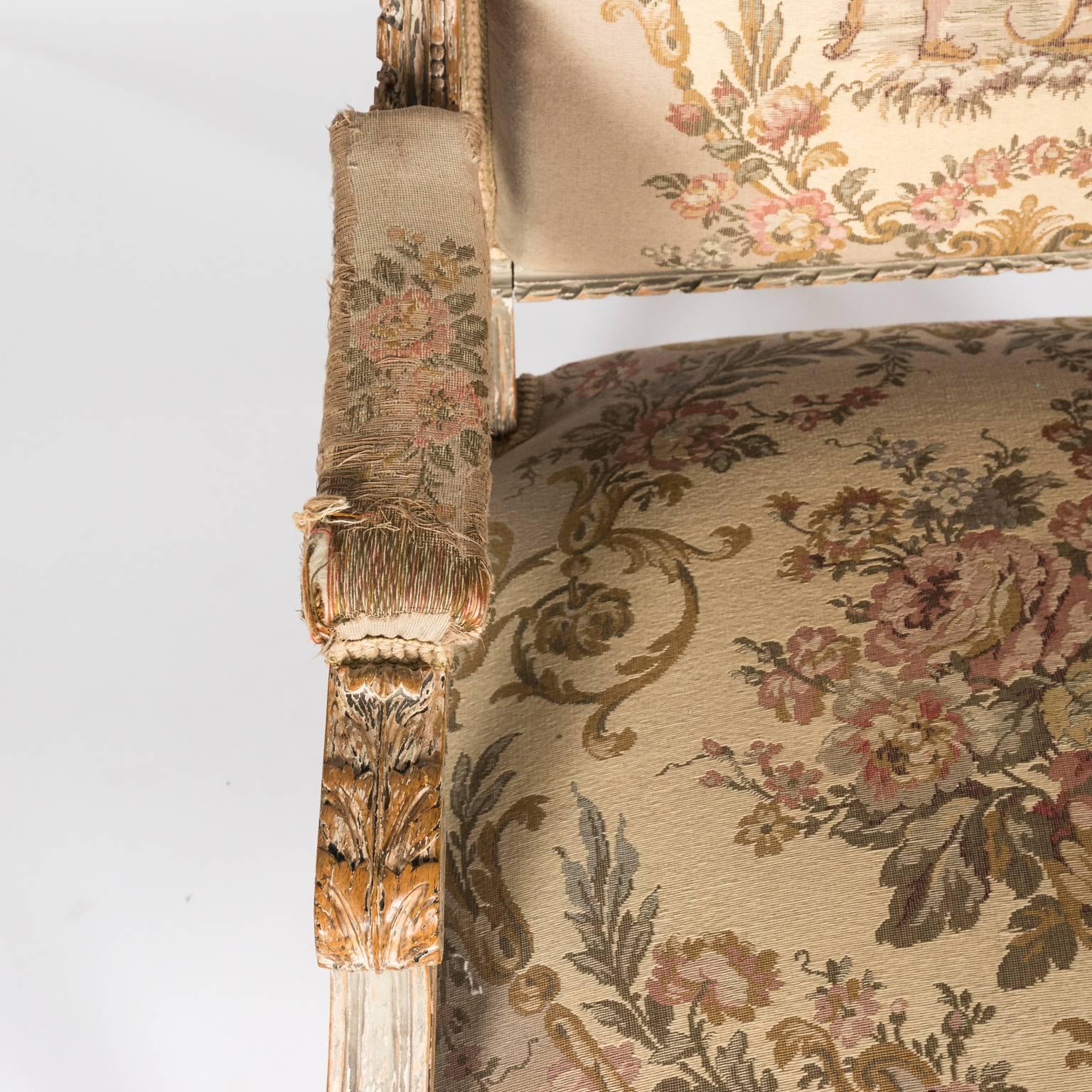 Upholstery Pair of Louis XVI Style Armchairs, circa 1900