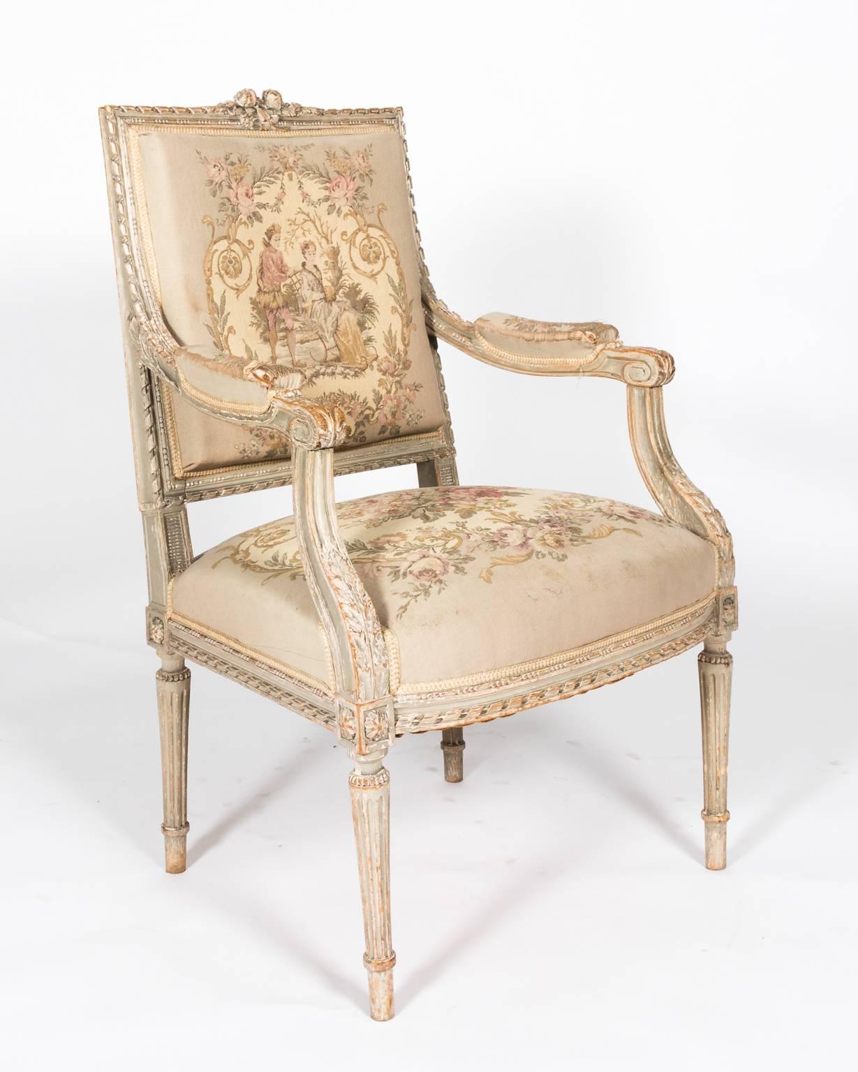 Pair of Louis XVI Style Armchairs, circa 1900 2