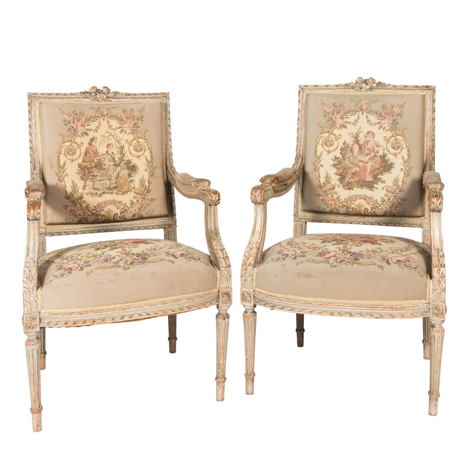 Pair of Louis XVI Style Armchairs, circa 1900