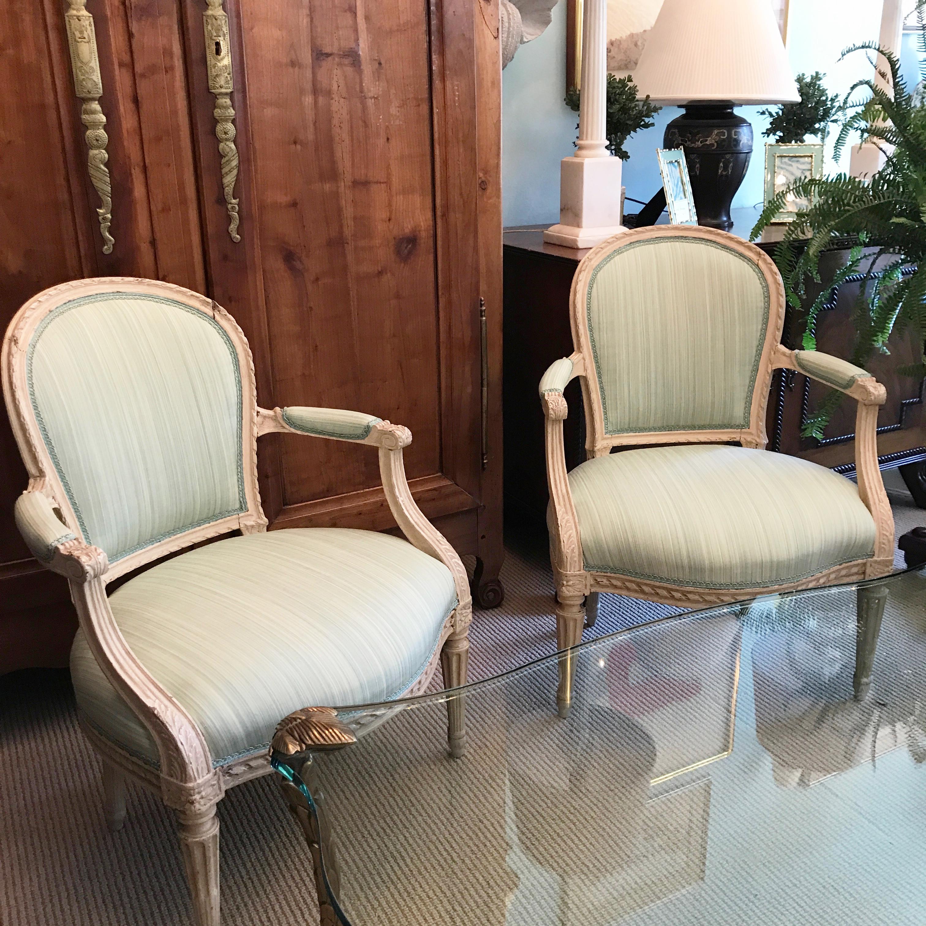 Carved Pair of Louis XVI Style Armchairs, circa 1930