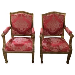 Antique Pair of Louis XVI Style Armchairs/Fauteuils, 19th Century