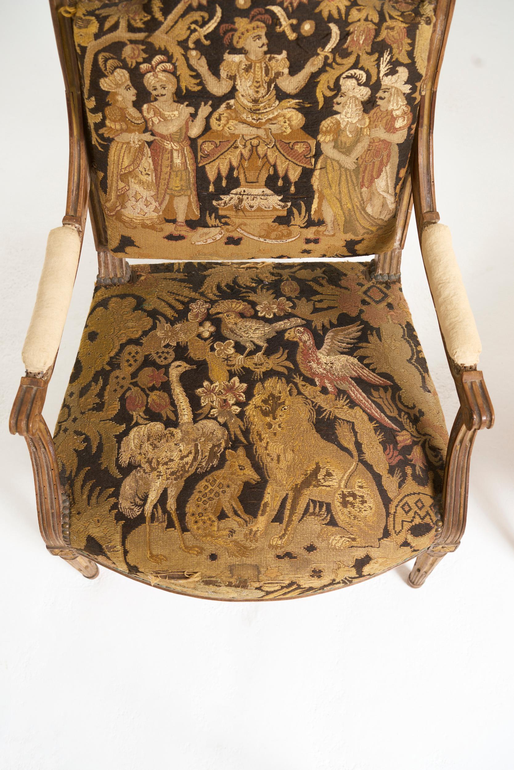 Pair of Louis XVI Style Armchairs For Sale 12