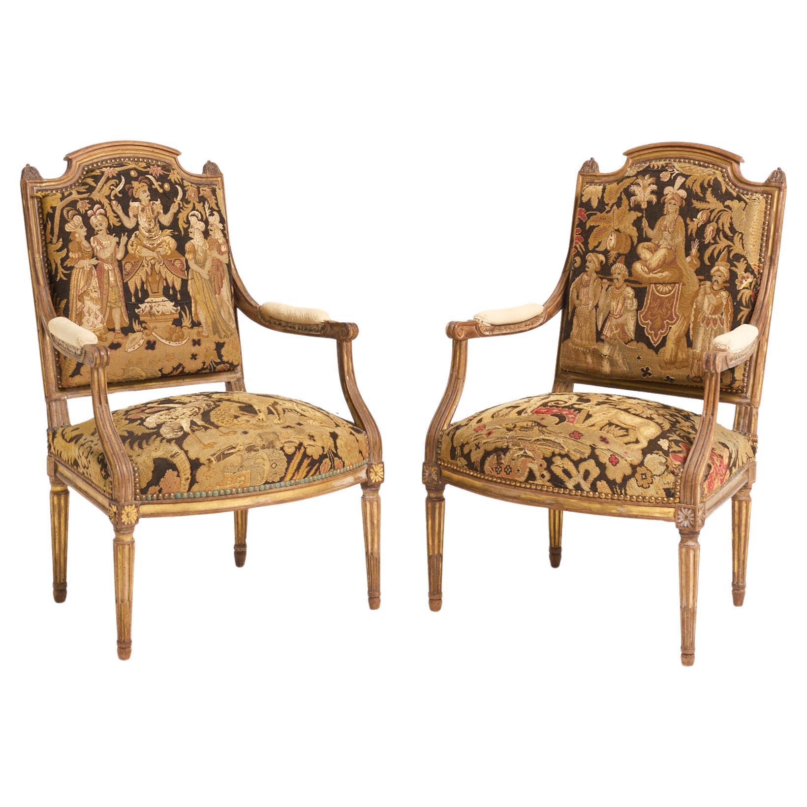 Pair of Louis XVI Style Armchairs For Sale